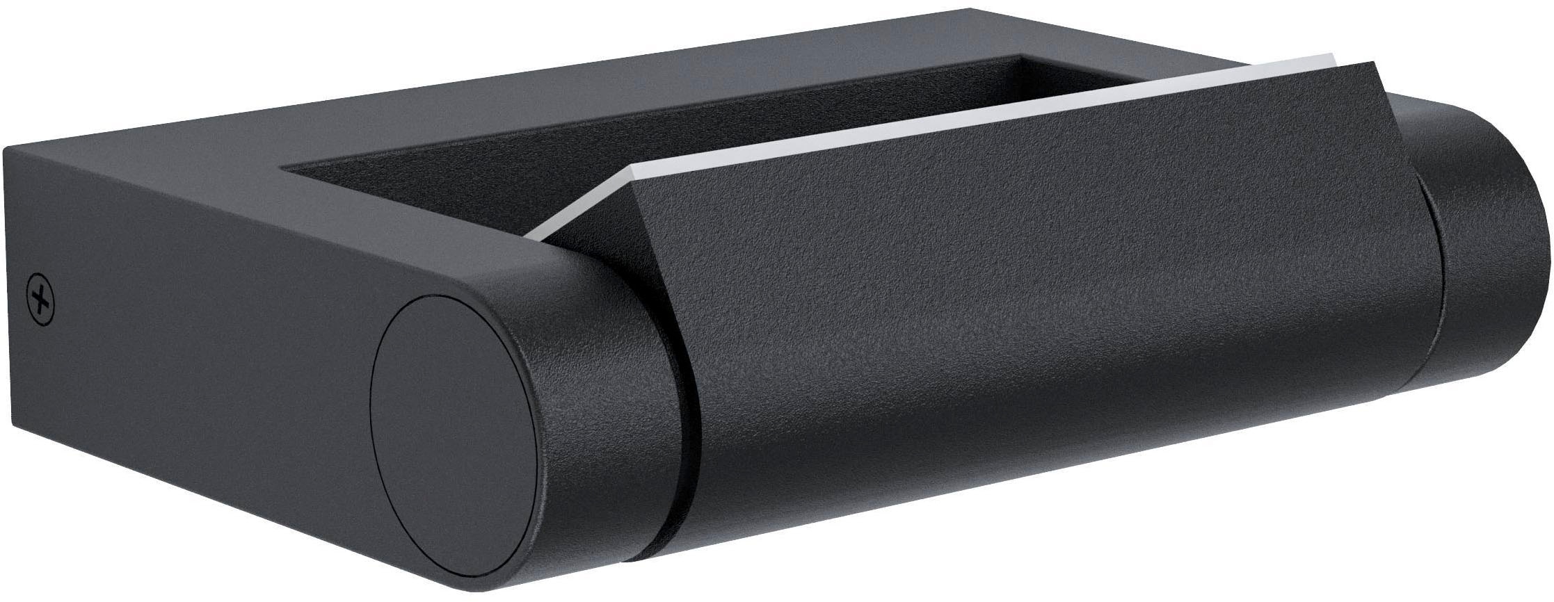 EGLO Wandleuchte »Brinaza Wandlampe, Außenlampe aus Aluminium-Guss,  schwenkbar, IP44« LED-Modul 1 Stk. Warmweiß Wand-/Deckenleuchte - L20 x H5 x AL14 cm - schwarz - 4,8W inkl.