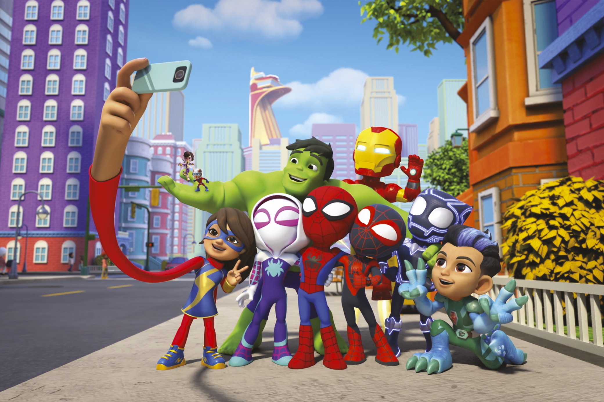Komar Leinwandbild »Spidey and His Amazing Friends Selfie - Größe 60 x 40 cm«, Comic, (1 St.), Keilrahmenbild mit Echtholzrahmen, Kinderzimmer