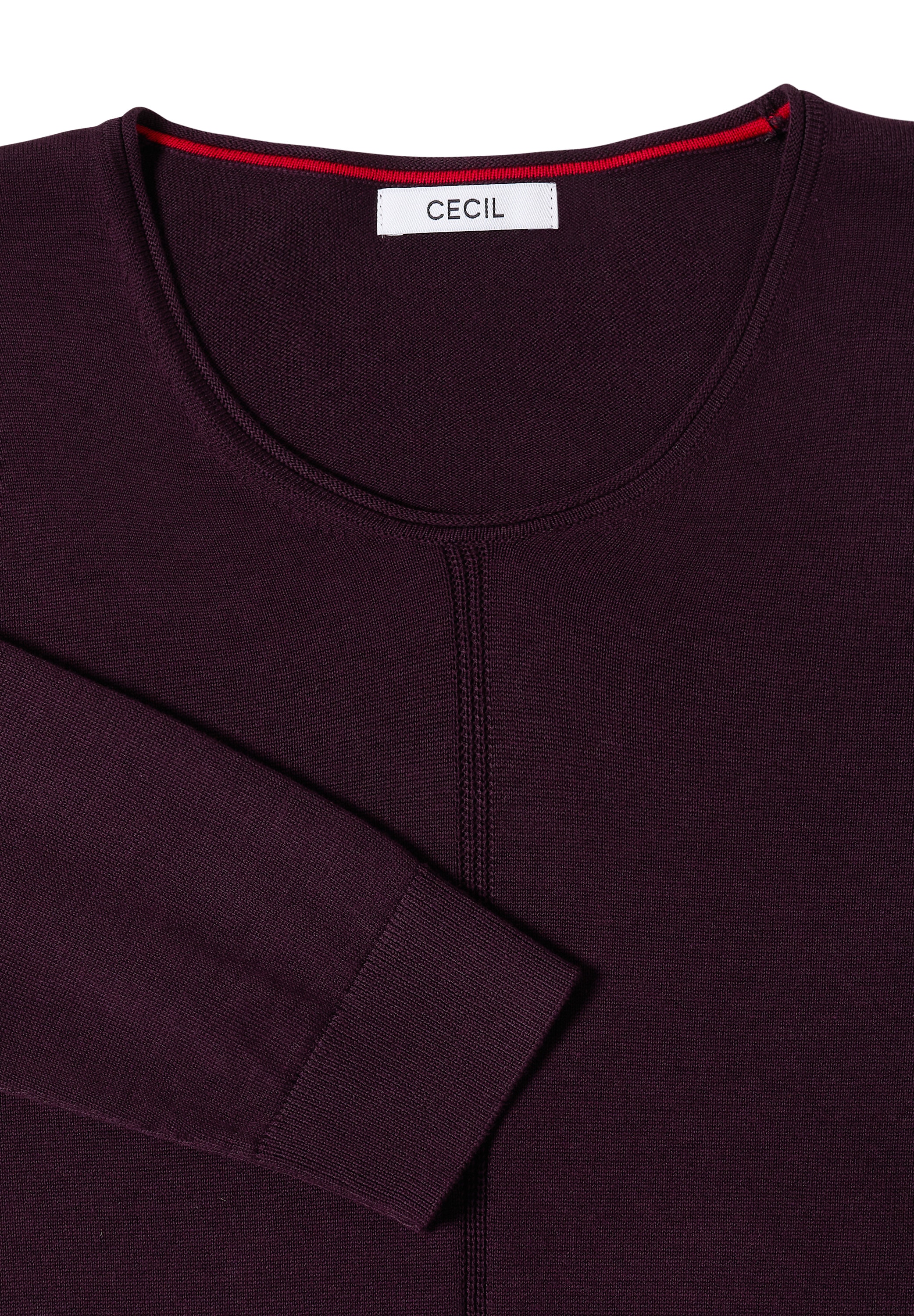 Cecil Strickpullover Baumwoll-Viskosemix, Feinstrick, unifarben