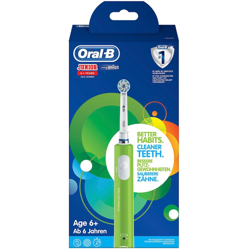 Oral-B Elektrische Zahnbürste »Junior Green«, 1 St. Aufsteckbürsten