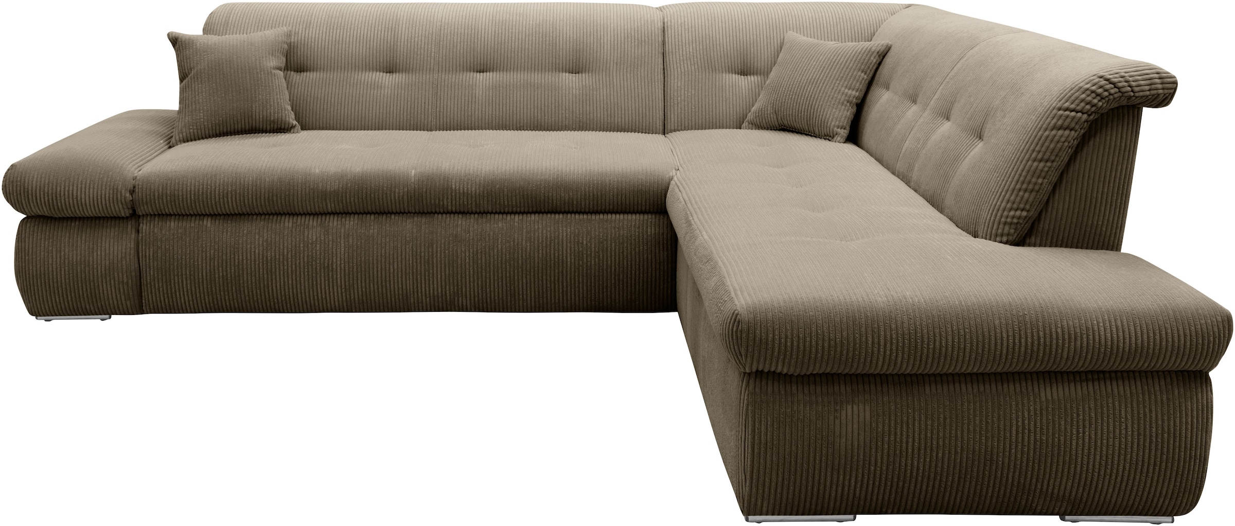 DOMO collection Ecksofa »Moric L-Form«, wahlweise mit Bettfunktion und Armlehnenverstellung, auch in Cord