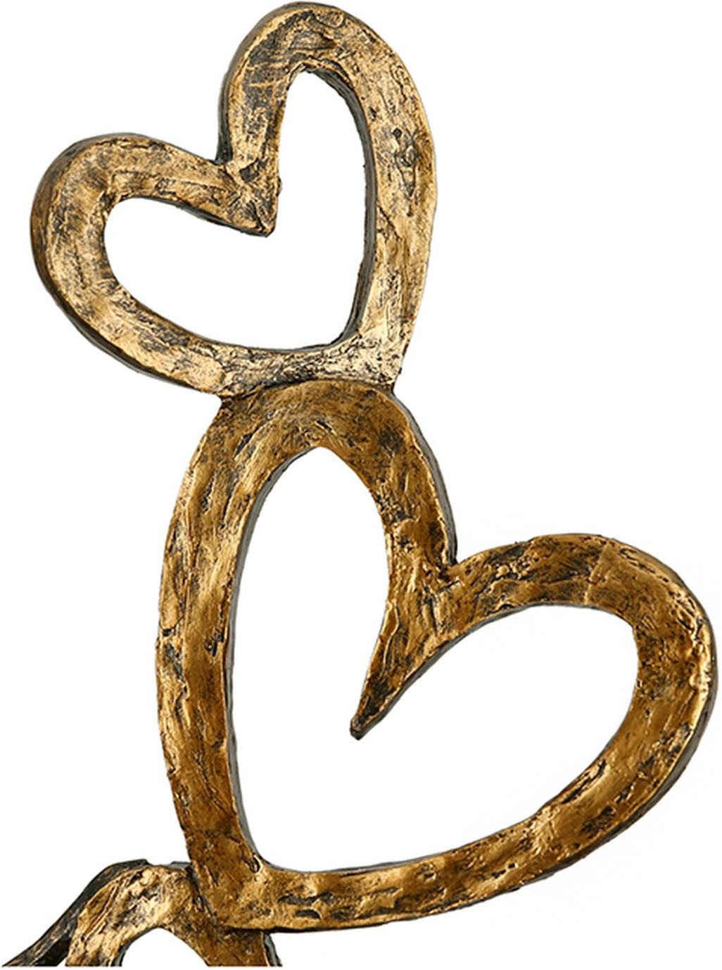 Casablanca by Gilde Dekofigur »Skulptur Herz auf Herz, gold/schwarz« Dekoobjekt, Höhe 41, Wohnzimmer