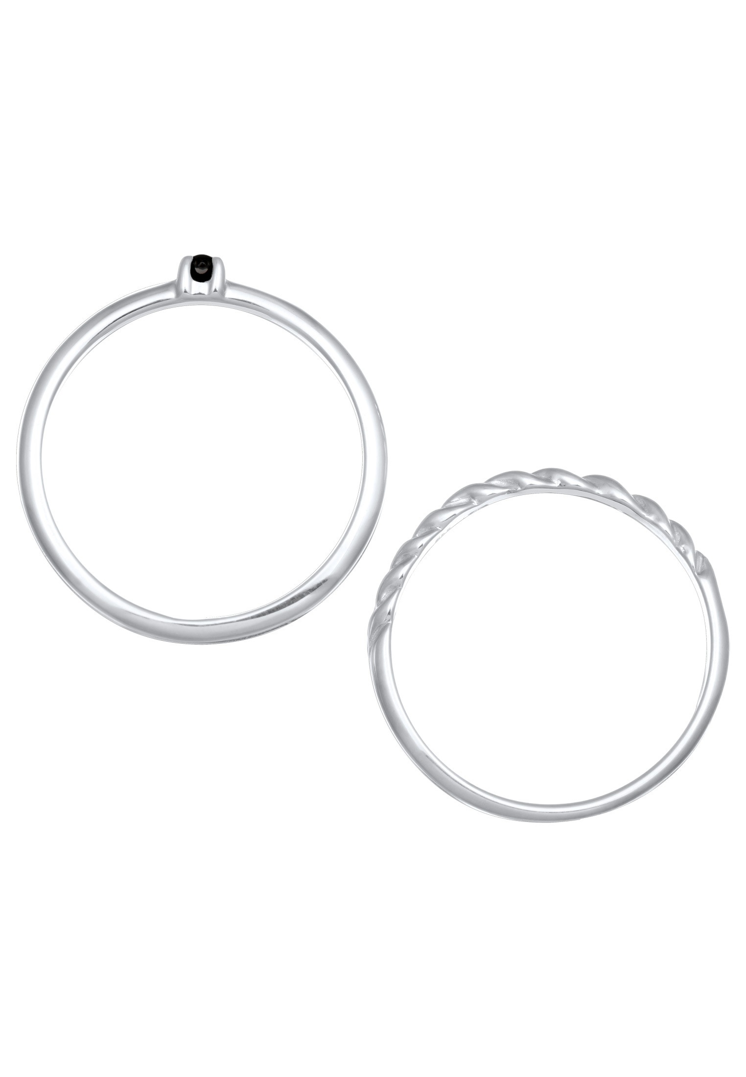 Elli Ring-Set »Ring Perle Klassik Gedreht 2er Set 925 Silber«