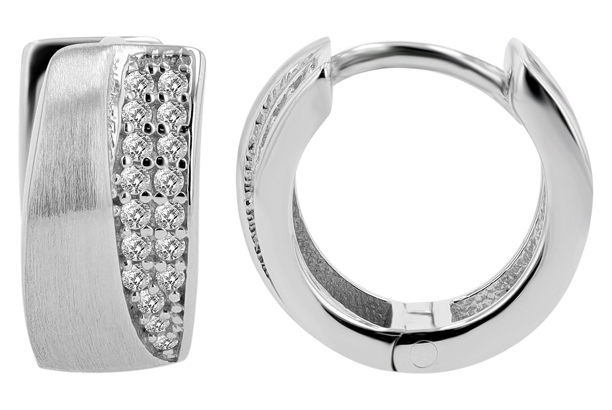 Adelia´s Paar Creolen »Damen Ohrringe ¿ Klappcreole aus 925 Silber mit Zirkonia«
