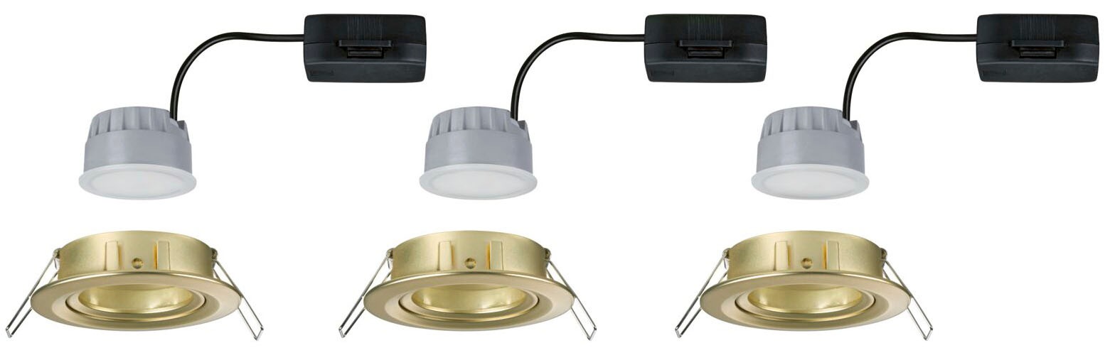Paulmann LED Einbauleuchte »LED Einbauleuchte 3-Step-Dim Nova Coin rund 84mm 50° Gold matt« LED-Modul 3 Stk. Warmweiß mehrere Helligkeitsstufen