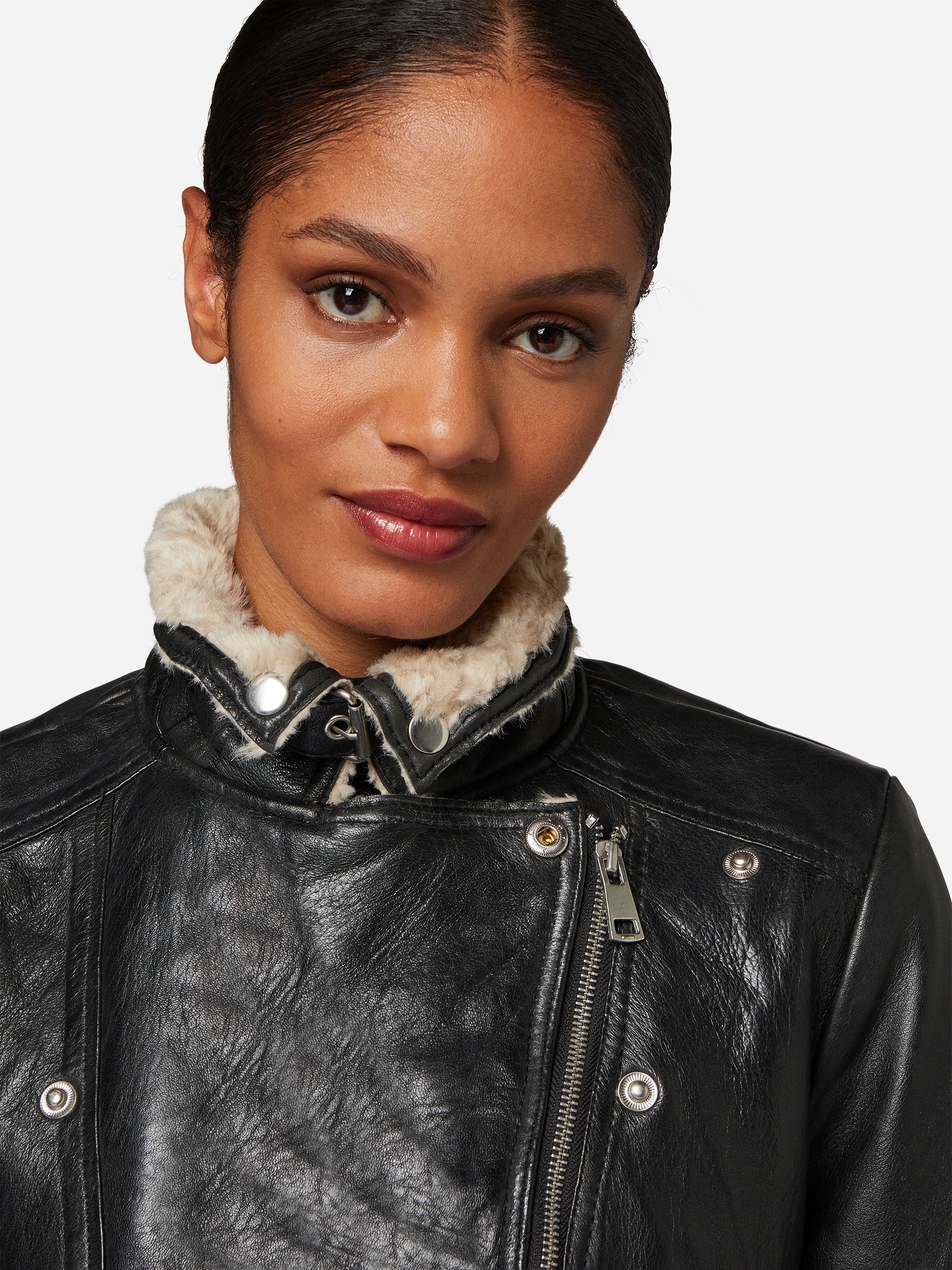 RICANO Bikerjacke »Lederjacke Holly« ohne Kapuze Handgefertigt aus echtem Leder