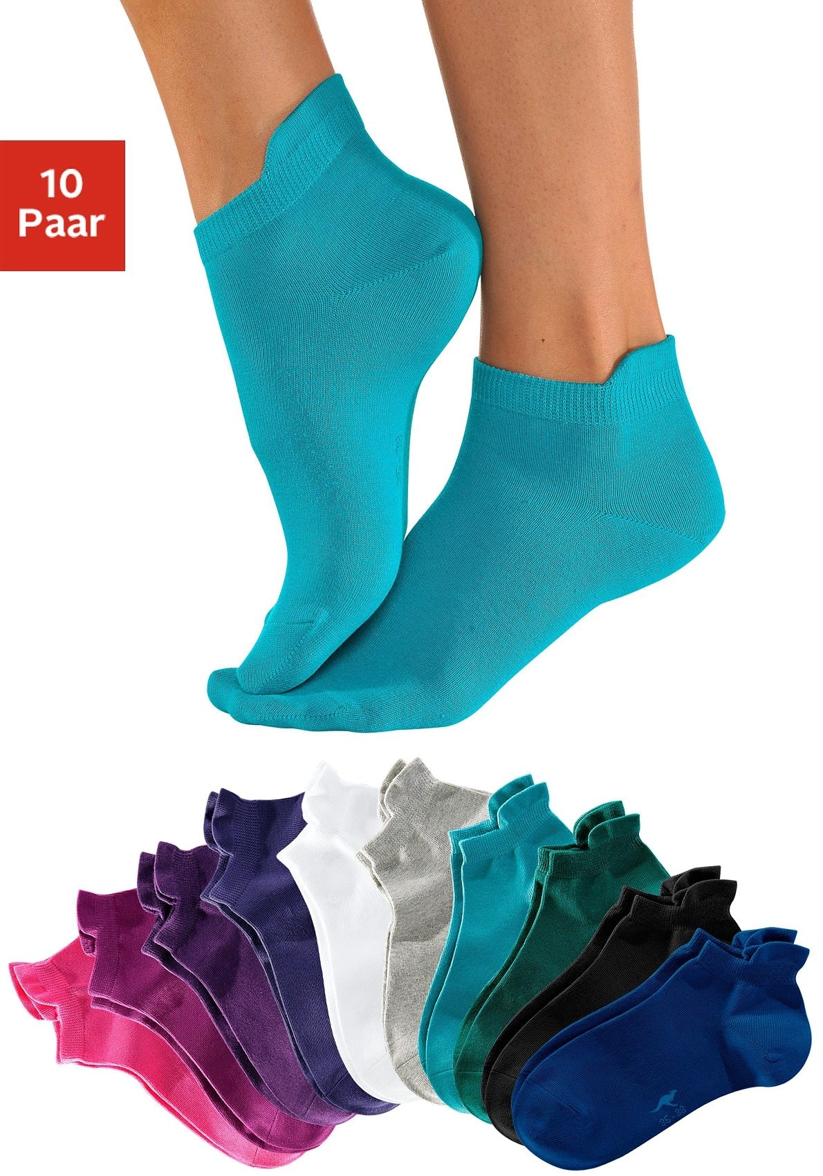 Sneakersocken, (Set, 10 Paar), mit erhöhtem Bündchen