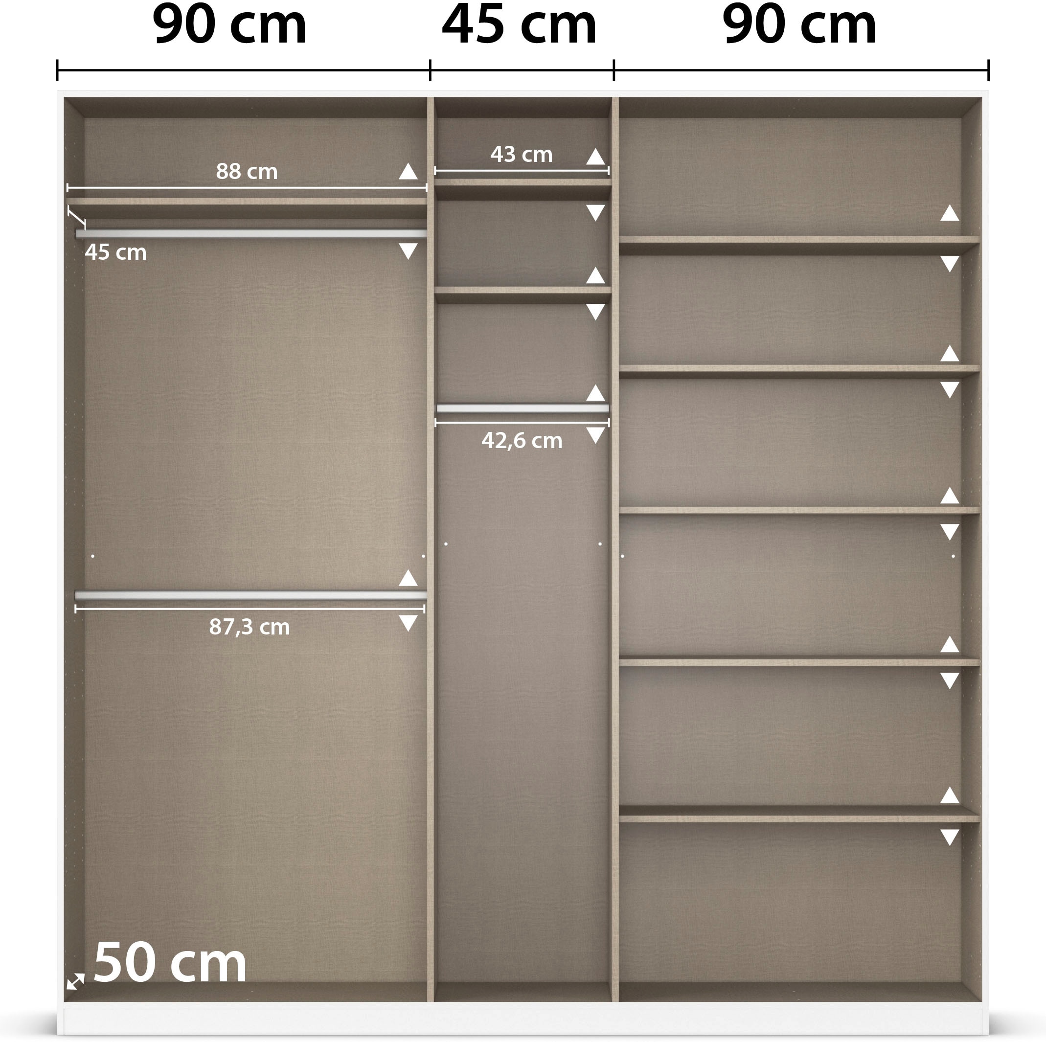rauch Drehtürenschrank »Kleiderschrank Schrank Garderobe AGORDO TOPSELLER Schlafzimmer«, (in zwei Griff-Farben, Breiten 91-360 cm, Dekor- oder Hochglanzfront), durchdachte Innenausstattung, in 7 Breiten und 2 Höhen MADE IN GERMANY