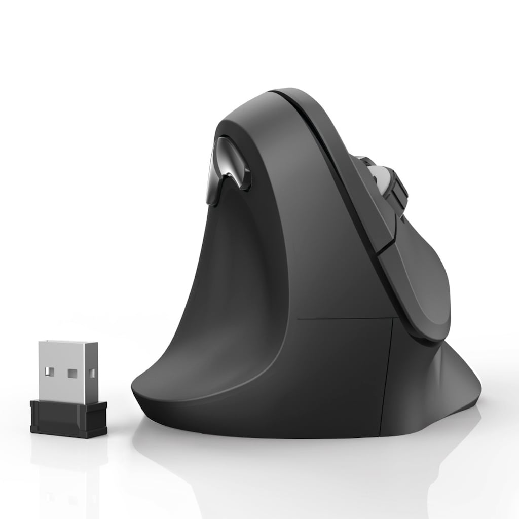 Hama ergonomische Maus »Computermaus kabellos für Linkshänder, ergonomisch, vertikal, schwarz«, Funk