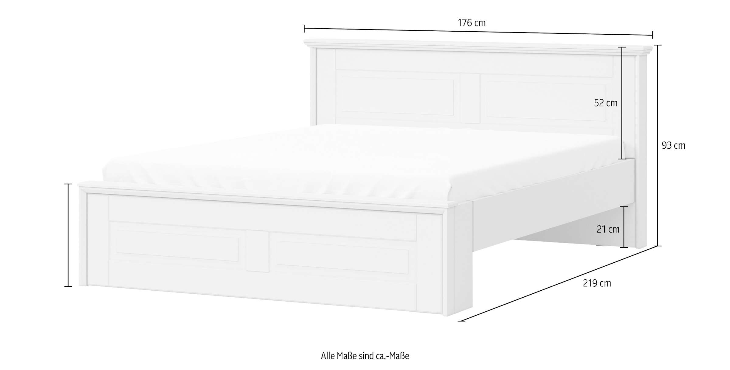 Home affaire Bettgestell »Evergreen, UV lackiertes MDF, FSC-zertifiziert, Made in Europe«, (optional passende Stauraumschubladen und Nachttische erhältlich), Holzbett im klassischen Landhaus Stil, 160x200cm Liegefläche