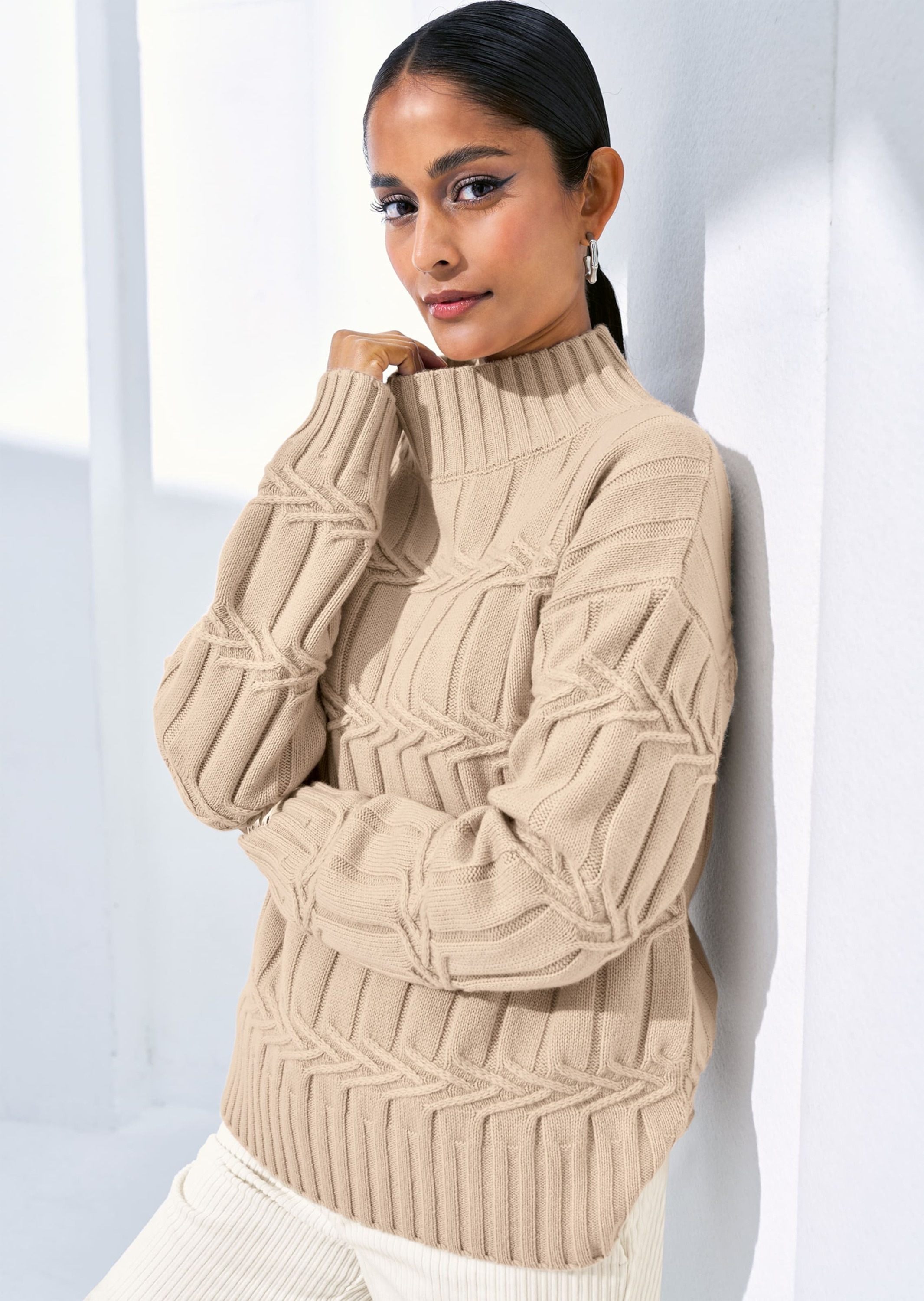 MADELEINE Longpullover »Strickpullover Eleganter Kaschmirpullover mit Stehkragen«