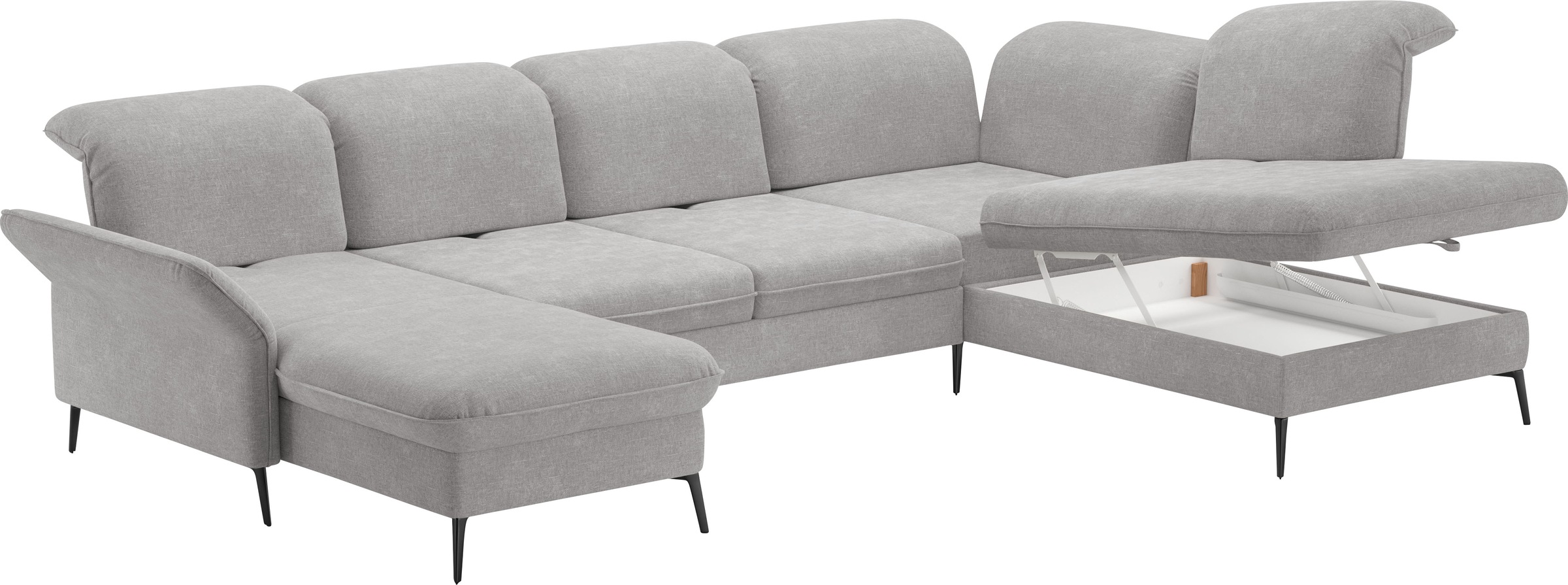 sit&more Wohnlandschaft »Emely, inkl. Sitztiefenverstellung«, wahlweise mit Bettfunktion,Bettkasten,Kopf- & Armteilverstellung