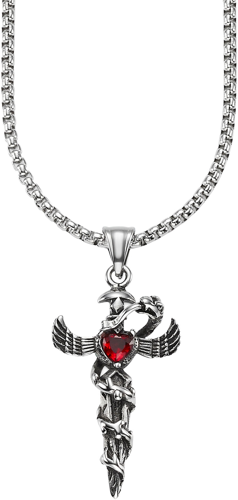 Bruno Banani Kette mit Anhänger »Schmuck« mit Glasstein in rot, Größe Länge: 55 Breite: 2,8 mm