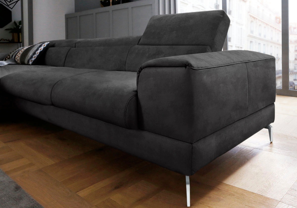 W.SCHILLIG Ecksofa »piedroo, Designsofa mit tollem Sitzkomfort, elegant und bequem, L-Form«, Kopfteilverstellung, wahlweise mit Sitztiefenverstellung, Breite 343cm