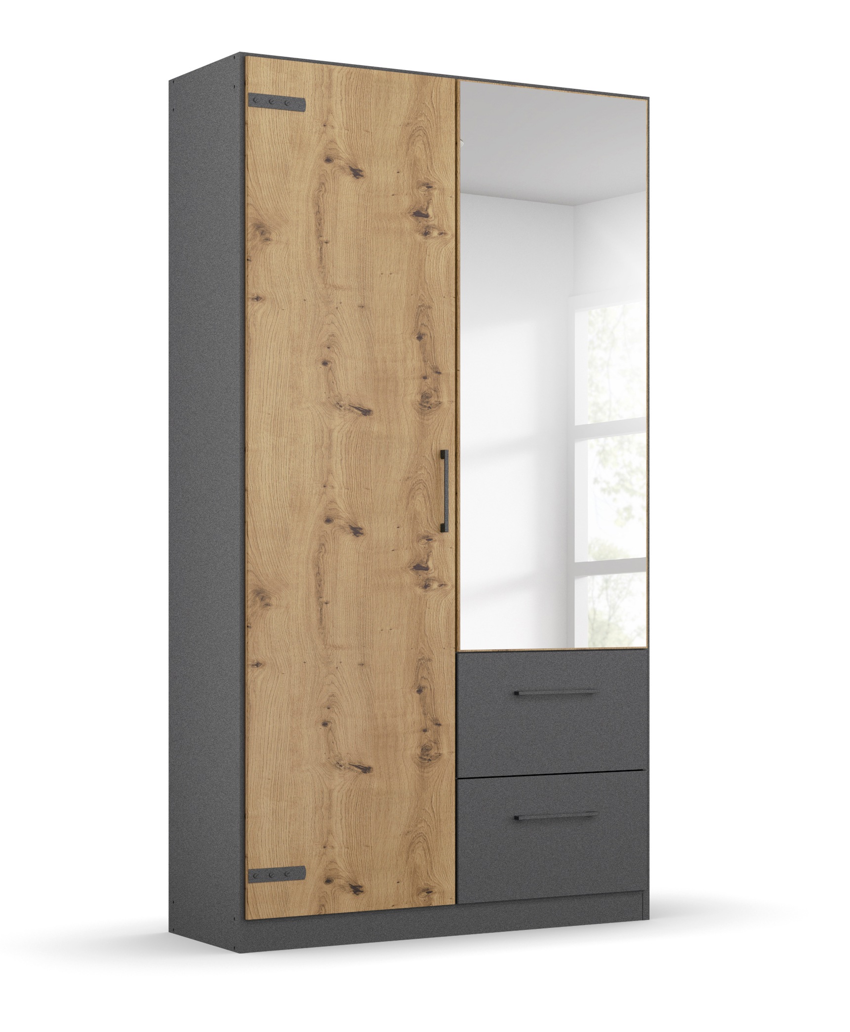 rauch ORANGE Drehtürenschrank »Holmes«, im Industrial Style, mit Schubkästen, mit oder ohne Spiegel
