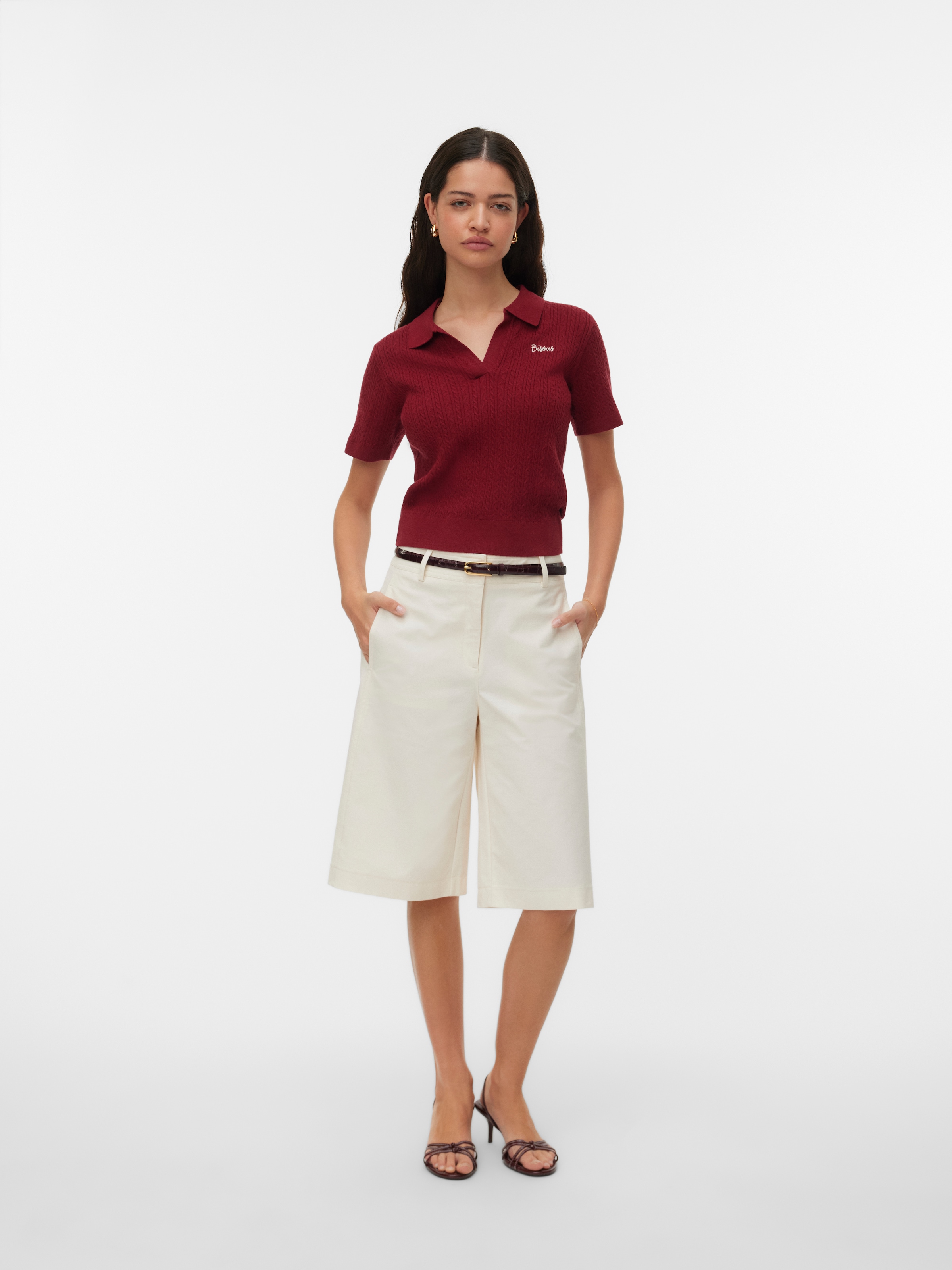 Vero Moda Polokragenpullover »VMGOLD CABLE SS POLONECK PULLOVER« Viskosemischung, regular fit