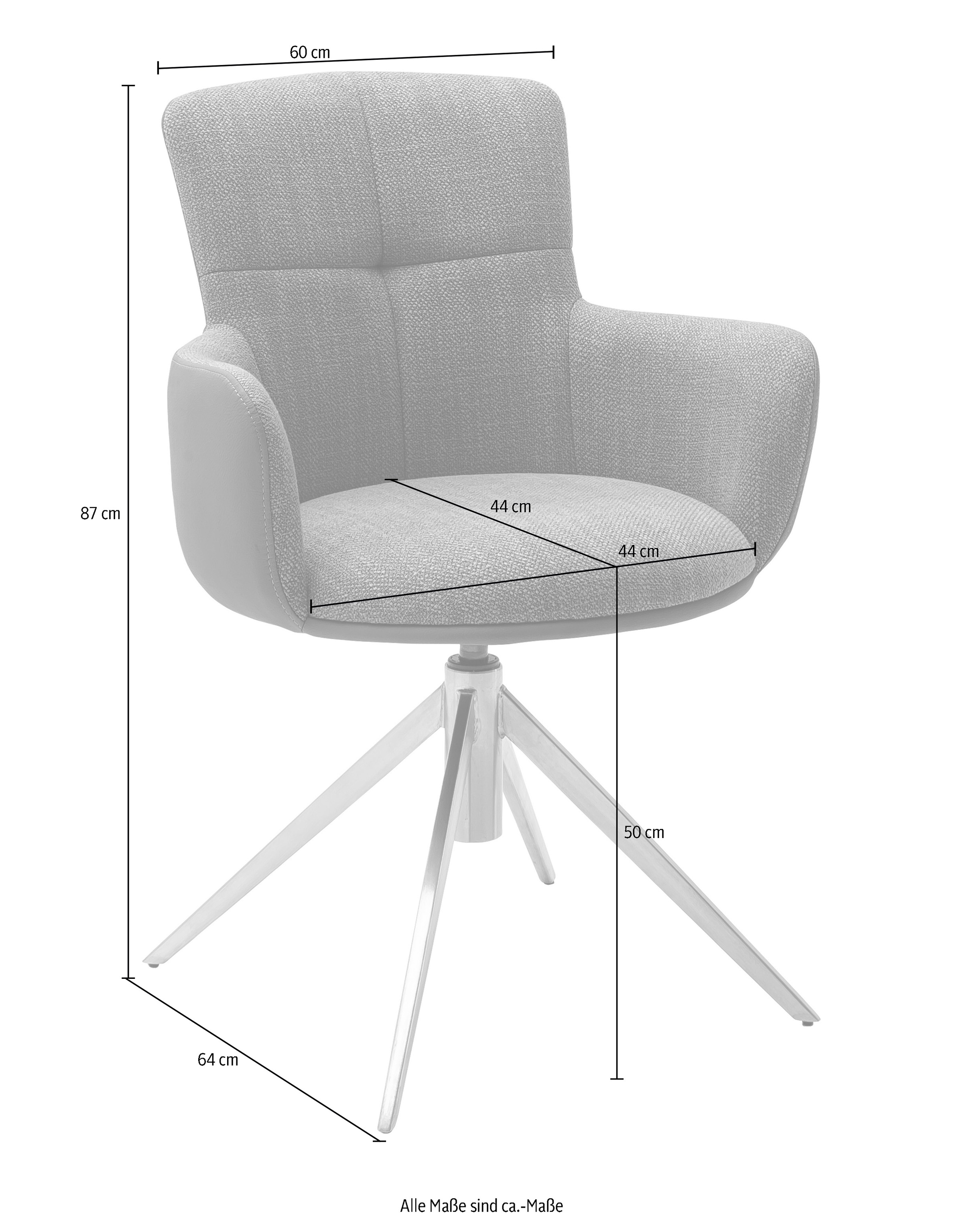 MCA furniture Esszimmerstuhl »Mecana«, (Set), 2 St., 2er Set Materialmix, Stuhl 360° drehbar mit Nivellierung, bis 120 kg