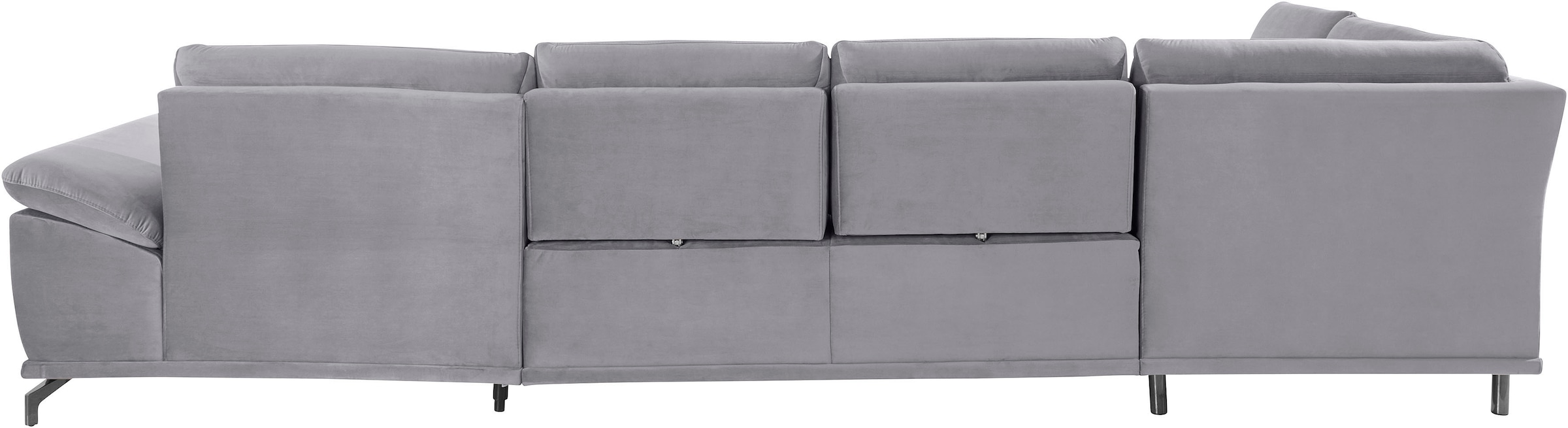 Places of Style Wohnlandschaft »Costello U-Form, mit Sitztiefenverstellung, Armteilverstellung und«, 3 Nierenkissen, optional Bettfunktion und Bettkasten