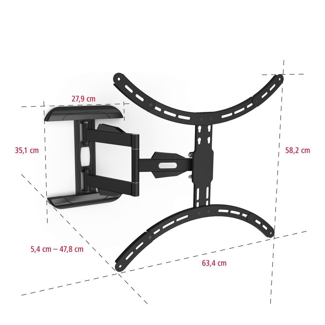 Hama Tv Wandhalter Schwenkbar 165cm 65 Zoll 140cm 55 Zoll 124 49 Zoll Fullmotion Zu Schnappchen Preisen Otto