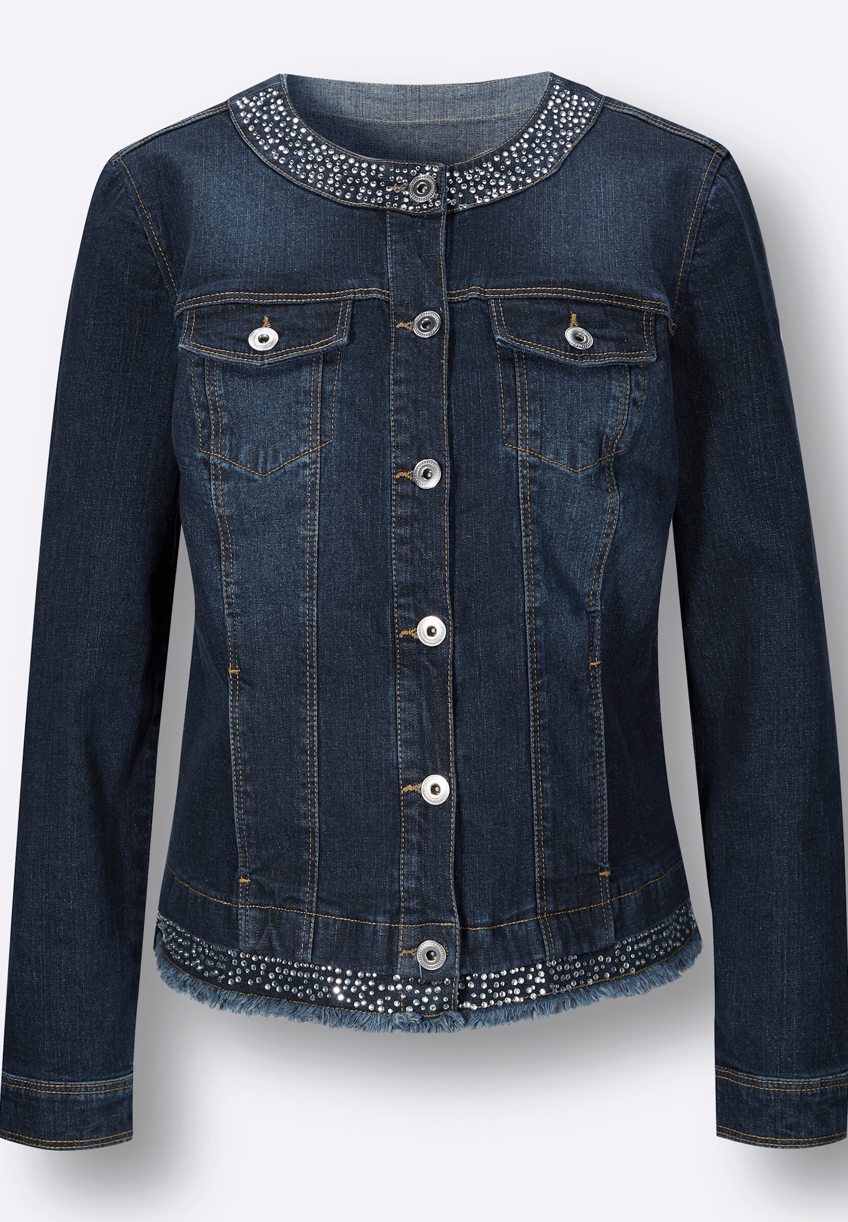 creation L Jerseyblazer »Jeans-Blazer Jeansblazer mit Fransenkanten«