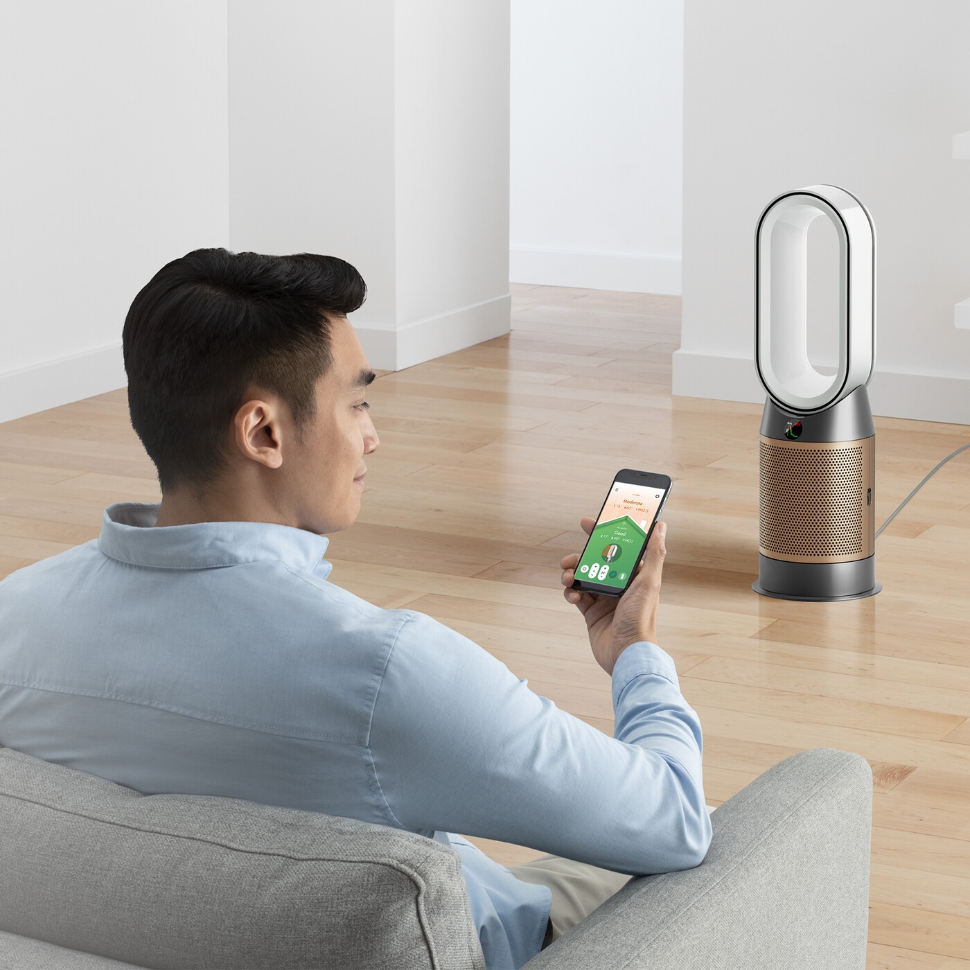 DYSON Kombigerät Luftreiniger, Ventilator und Heizlüfter »Purifier Humidify+Cool Formaldehyde™ (Weiß/Gold)«