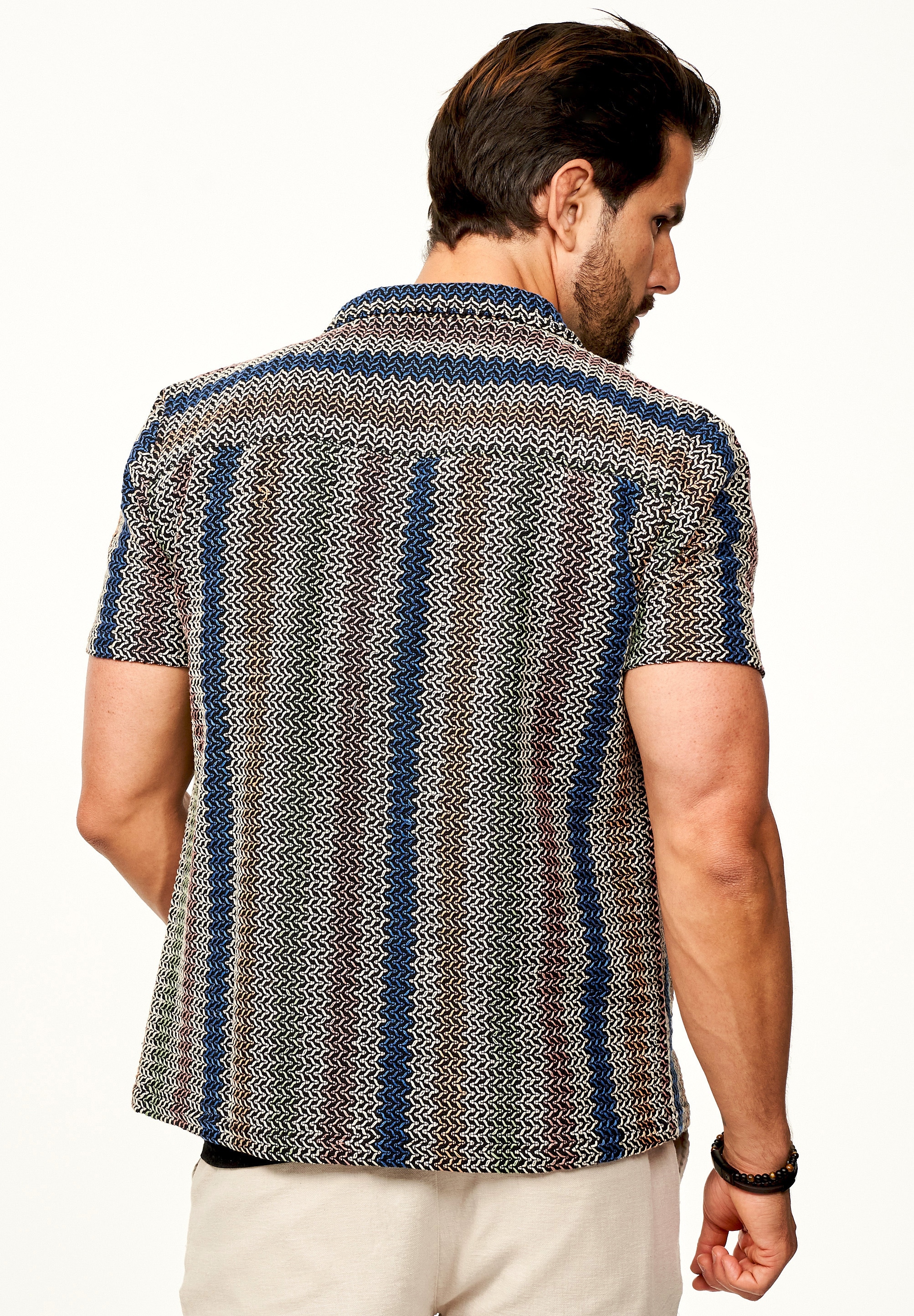 SOULSTAR Kurzarmhemd »Freizeithemd als Kurzam Strick Hemd im Retro-Look - Strick Polo-Hemd Overshirt im Regular-Fit für Herren« Strick Polo-Hemd T-Shirt im Regular-Fit Festival Hemd