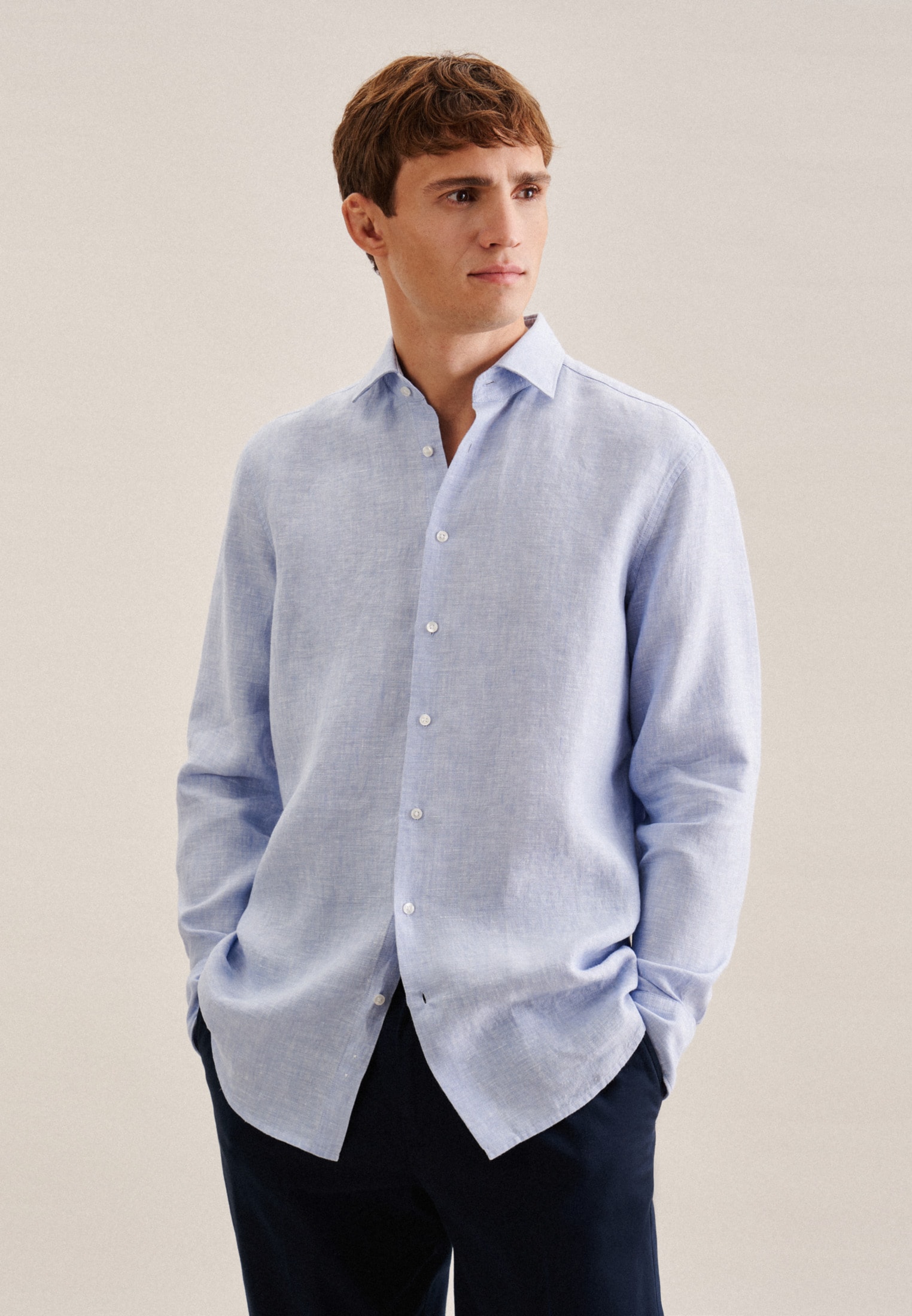 Seidensticker Herren Businesshemd »Regular« Regular 1/1 Kentkragen Uni in blau, Größe 3XL (47)