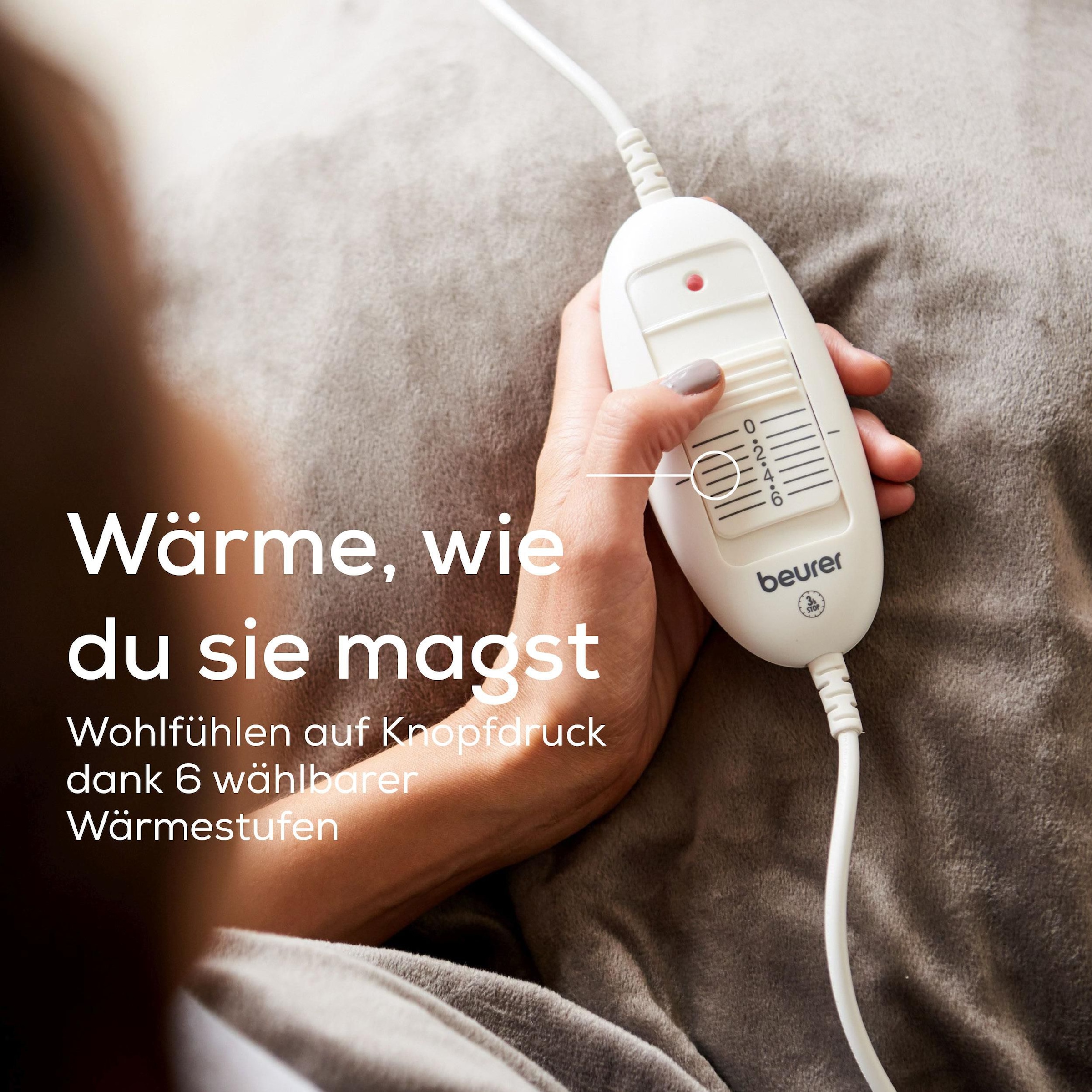 BEURER Heizdecke »HD 75 Cosy Taupe, 6 Temperaturstufen, 180 x 130 cm« kuschelige Wärmedecke in Kunstfelloptik, maschinenwaschbar bei 30 °C