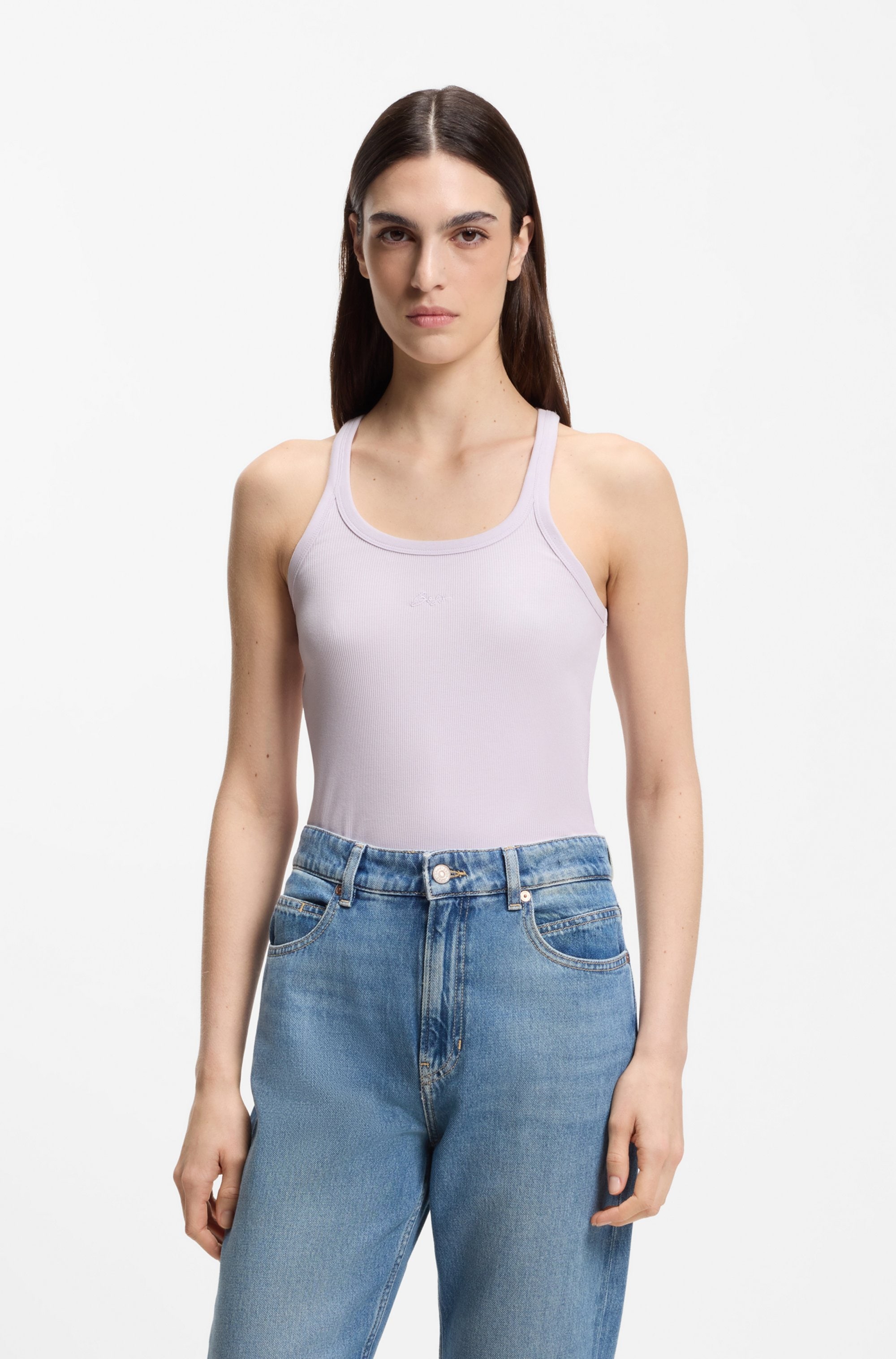 BOSS ORANGE Ripptanktop »Epetite Premium Damenmode« Slim Fit mit Logostickerei