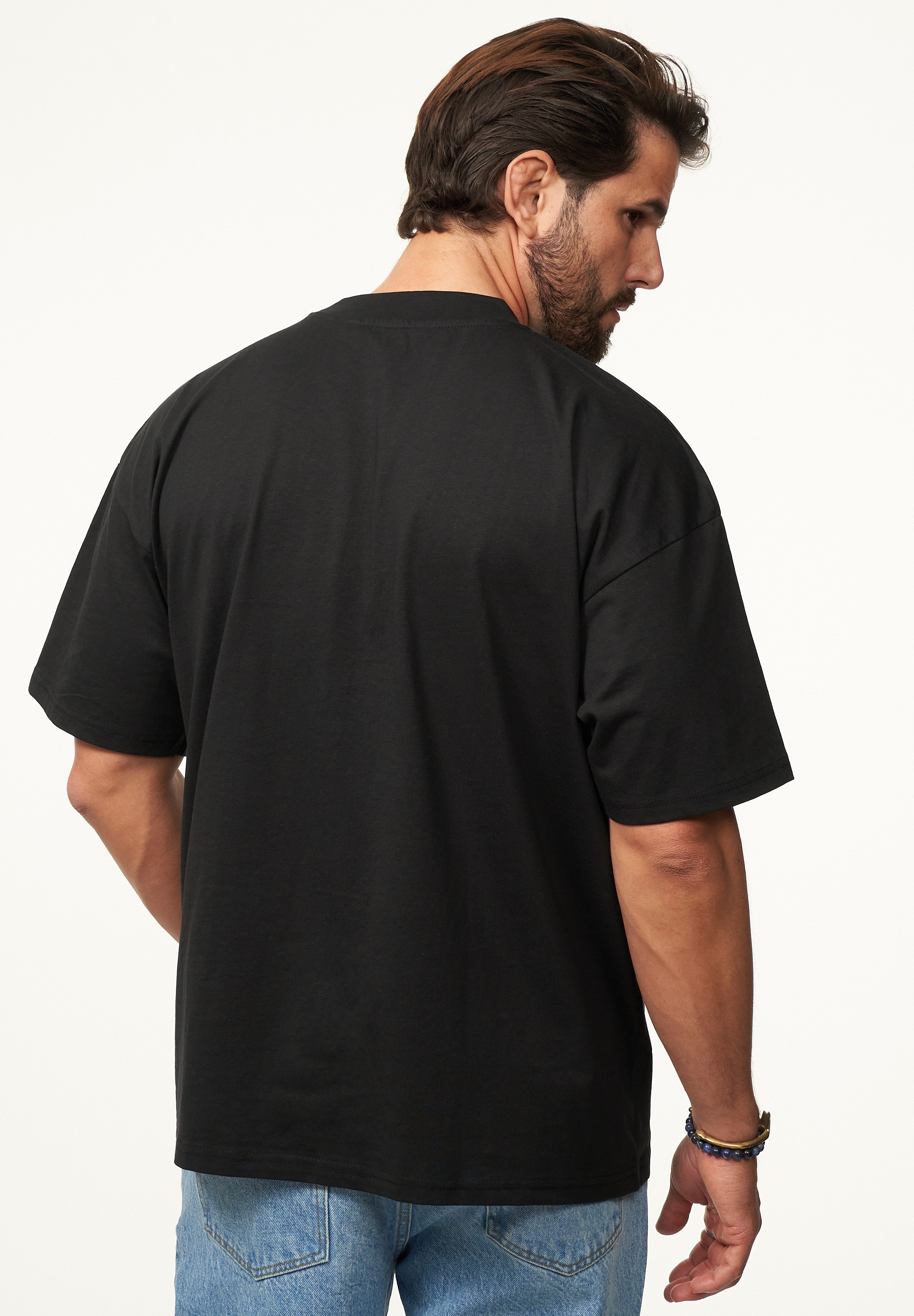 SOULSTAR T-Shirt »Kurzarm Oversize aus 100% Baumwolle mit Rundhalsausschnitt Crew Neck für Herren« Herren Oversize-Fit Kurzarm Shirt mit Rundhals-Ausschnitt