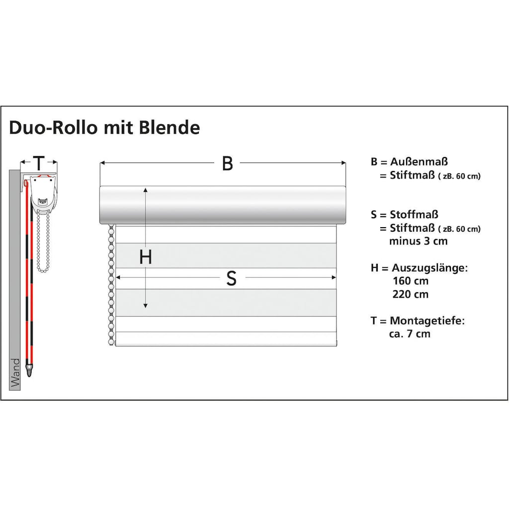Liedeco Doppelrollo »DUO-Rollo mit 20 cm Streifen«, Lichtschutz, mit Bohren