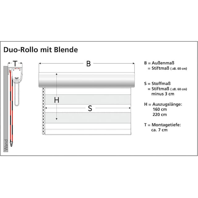 Liedeco Doppelrollo »DUO-Rollo mit 20 cm Streifen«, Lichtschutz, mit Bohren,  im Fixmaß kaufen bei OTTO