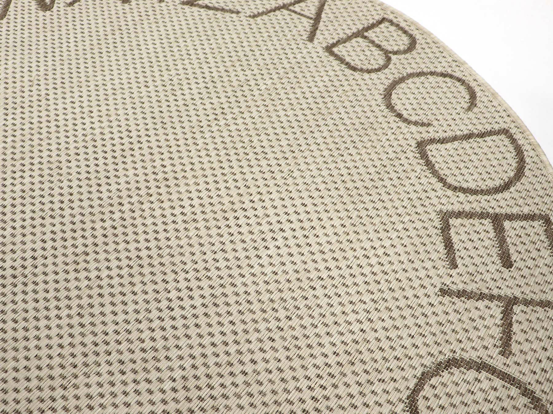 Primaflor-Ideen in Textil Kinderteppich »CABANE - ABC«, rund, 3 mm Höhe, Flachgewebe, ABC Buchstaben Bordüre, In- und Outdoor geeignet