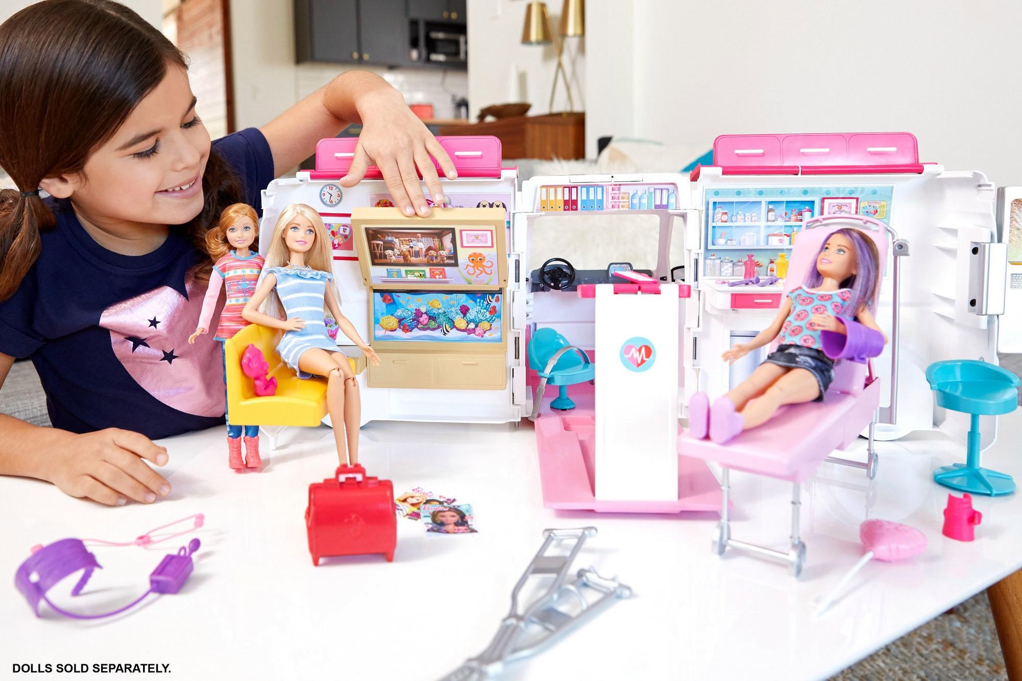 Barbie Puppen Fahrzeug »Krankenwagen 2-in-1 Spielset«, mit Licht & Geräuschen