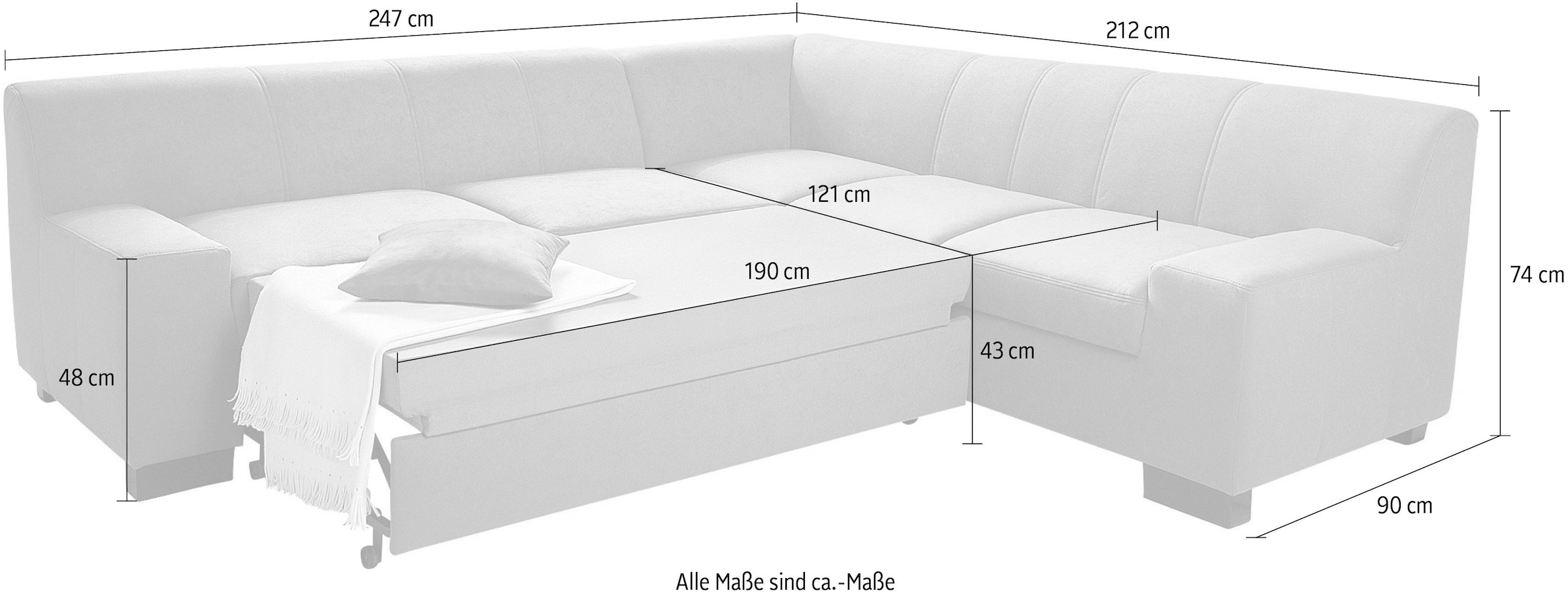 DOMO collection Ecksofa »Norma L-Form«, wahlweise mit Bettfunktion