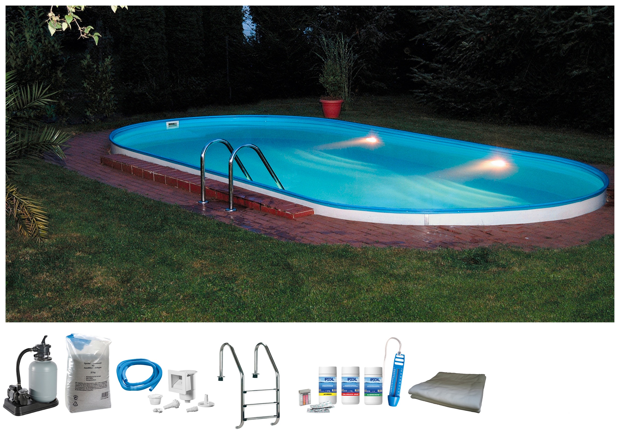 BWT MY POOL Ovalpool »Premium«, (Set), 7-tlg., BxLxH: 360x737x120 cm