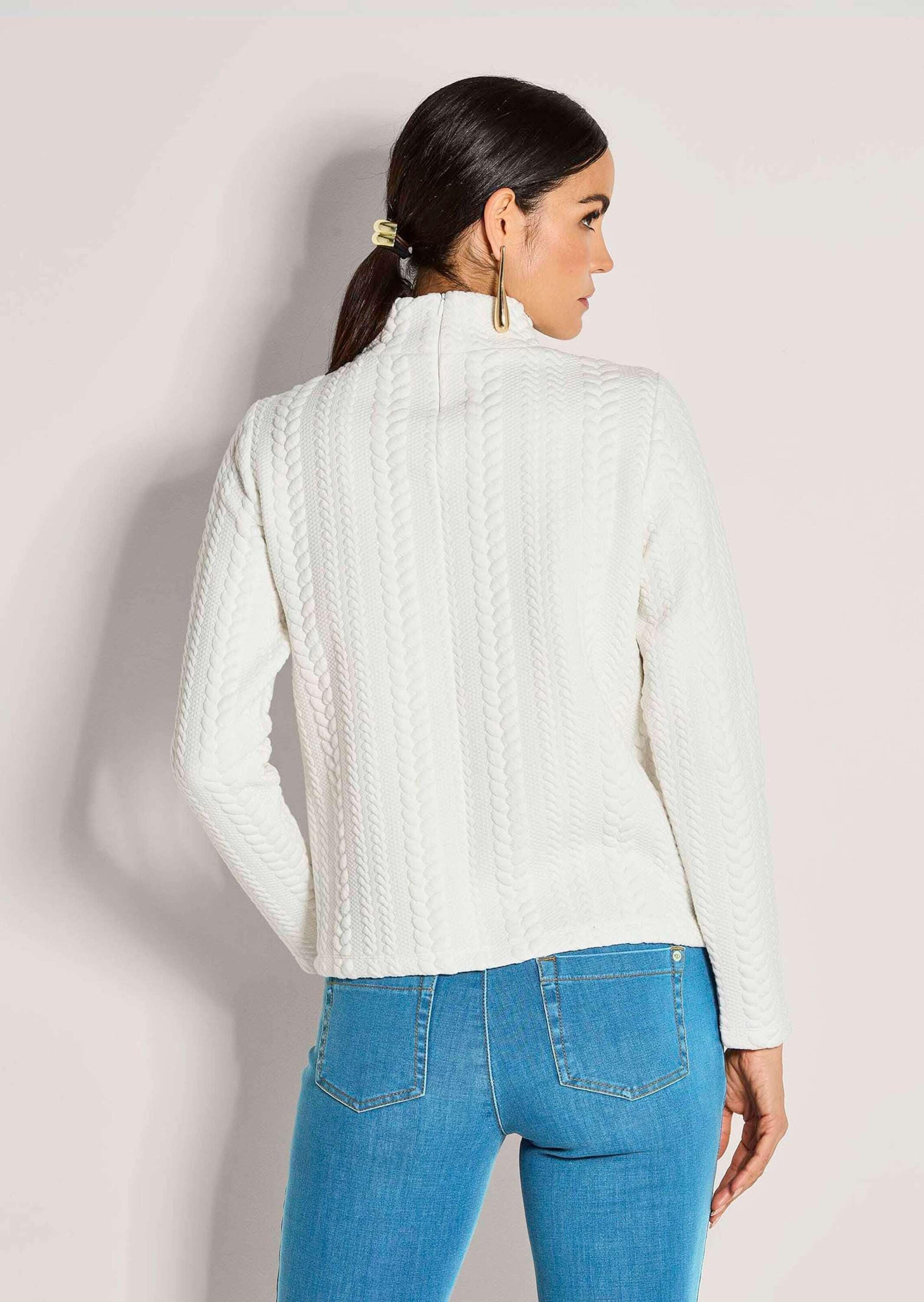 MADELEINE Langarmshirt »Zopfstruktur Sweatshirt mit Stehkragen«