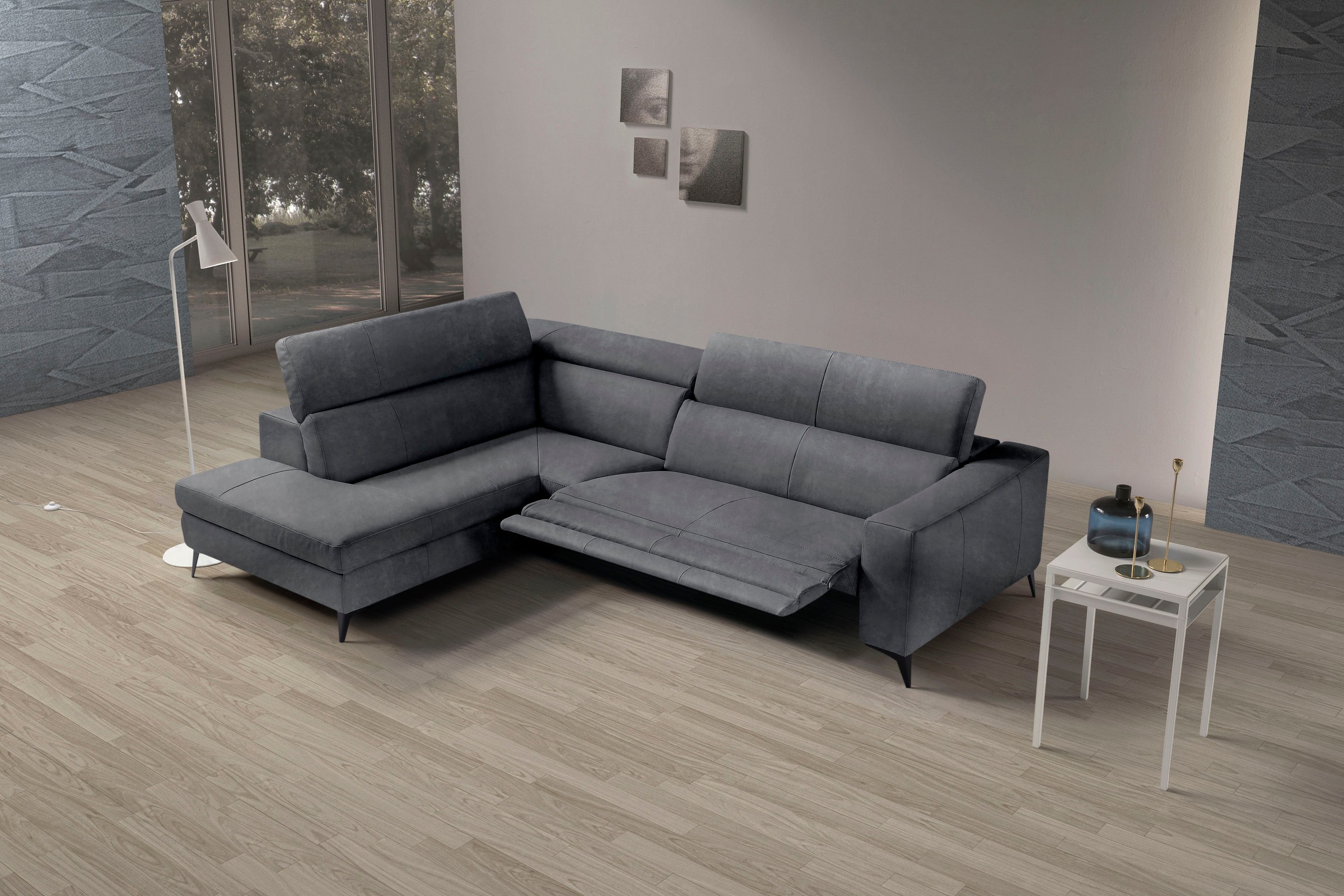 Egoitaliano Ecksofa »Edith, Designsofa mit hohem Sitzkomfort, L-Form«, inkl. elektrischer Relaxfunktion und manuell verstellbaren Kopfteilen