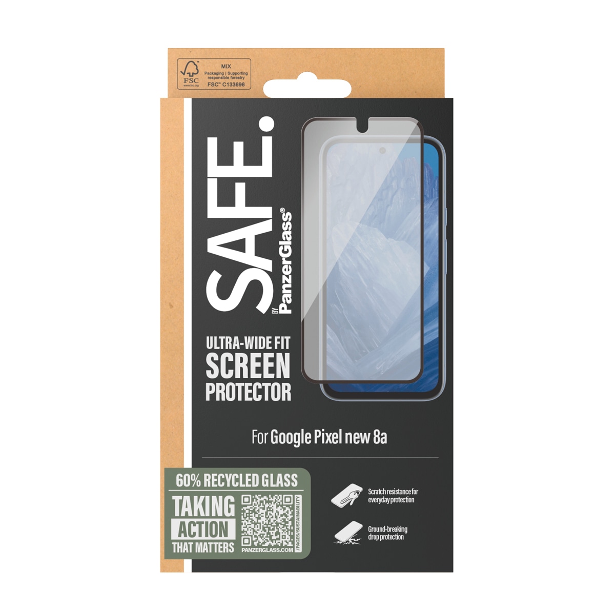 SAFE by PanzerGlass Displayschutzglas »Ultra-Wide Fit Screen Protection«, für Google Pixel 9a, Displayschutzfolie, Schutzfolie, Bildschirmschutz, kratz- & stoßfest
