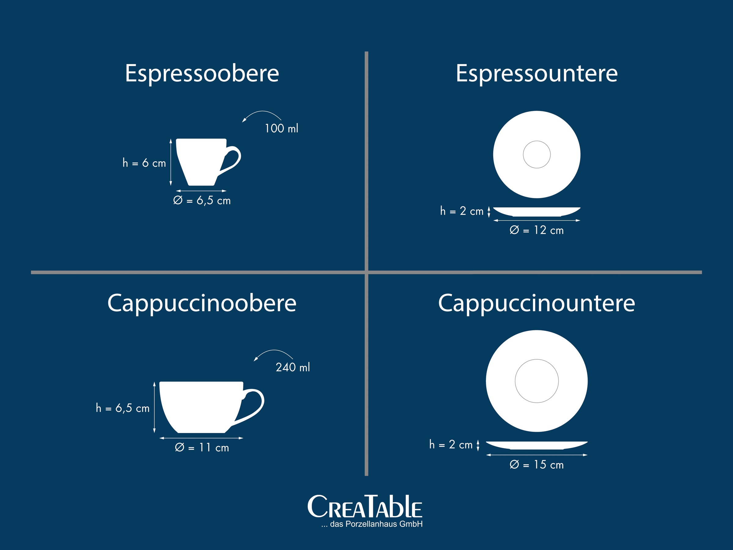 CreaTable Tasse »Nature Collection, Tassen-Set 16-tlg.« Naturverbundenes Design, Einzigartige Oberfläche