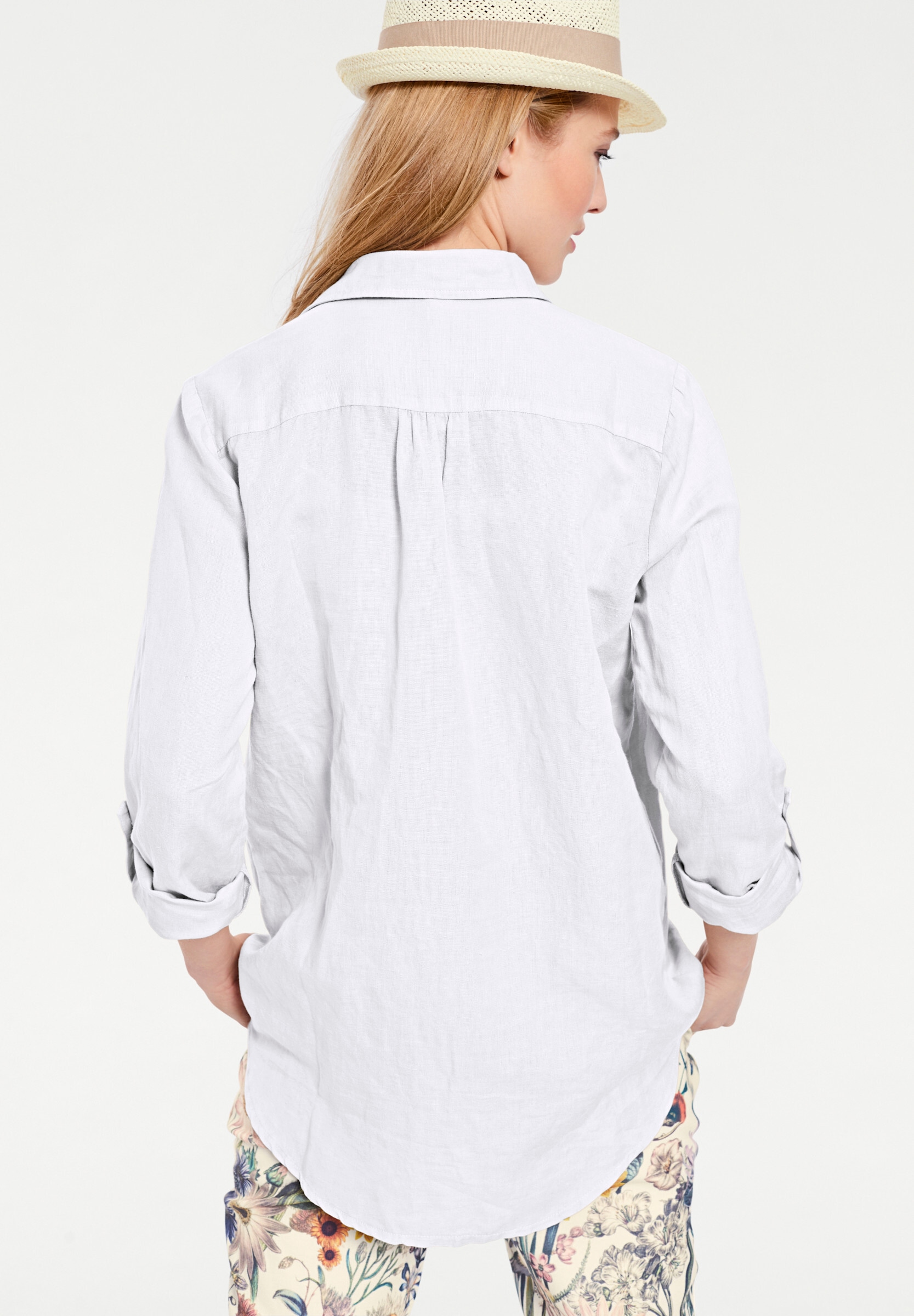 heine Hemdbluse »Longbluse Hemdbluse im Baumwoll-Leinen-Mix«