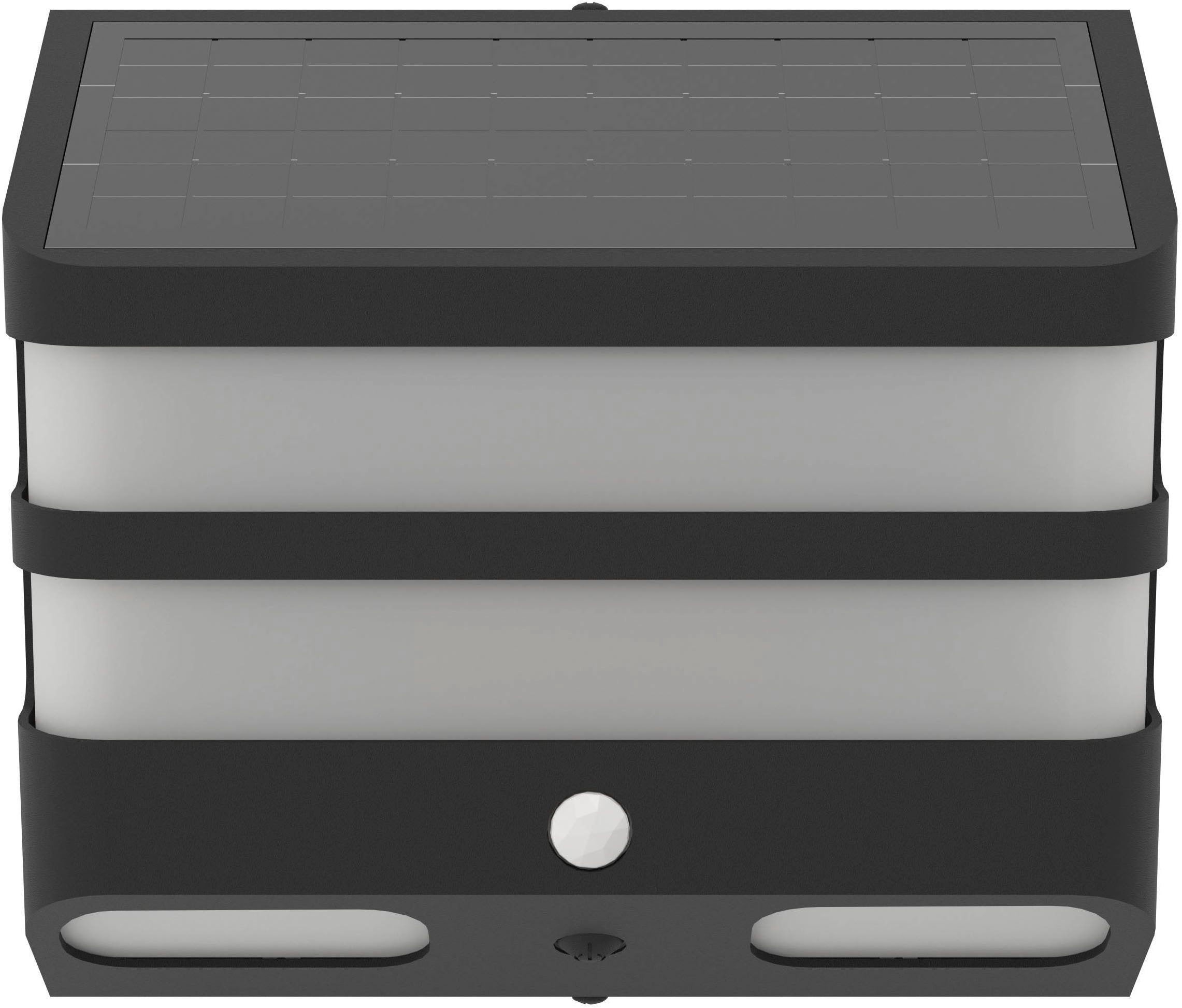 EGLO LED Solarleuchte »Stiappa Solarlampe, Wandlampe außen, Außenlampe aus Kunststoff, IP44« LED-Modul 1 Stk. Neutralweiß Solarleuchte - L12 x H20 x AL8 cm - schwarz - 6,5W inkl.