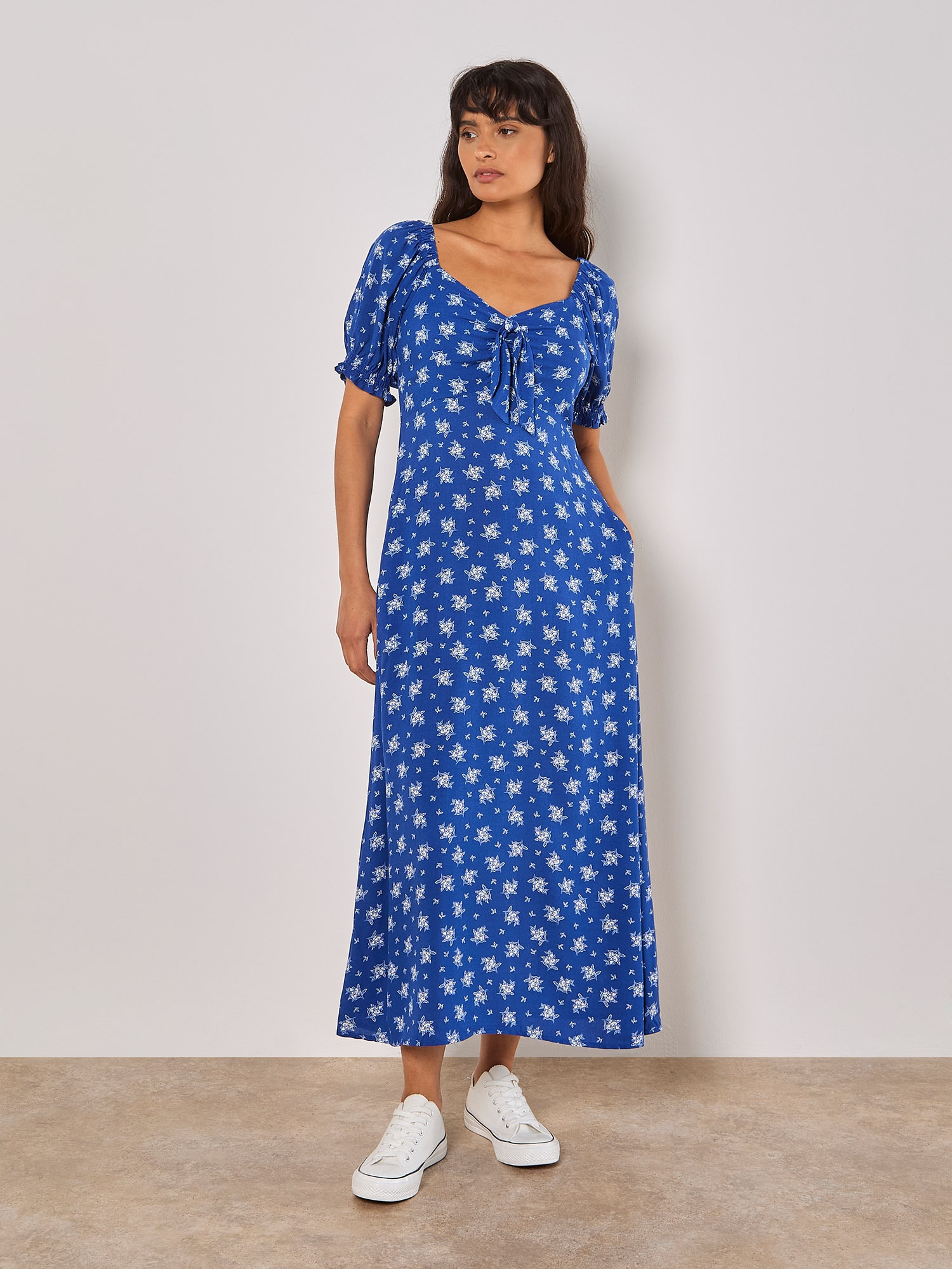 Apricot Maxikleid »Midikleid« mit Puffarmen