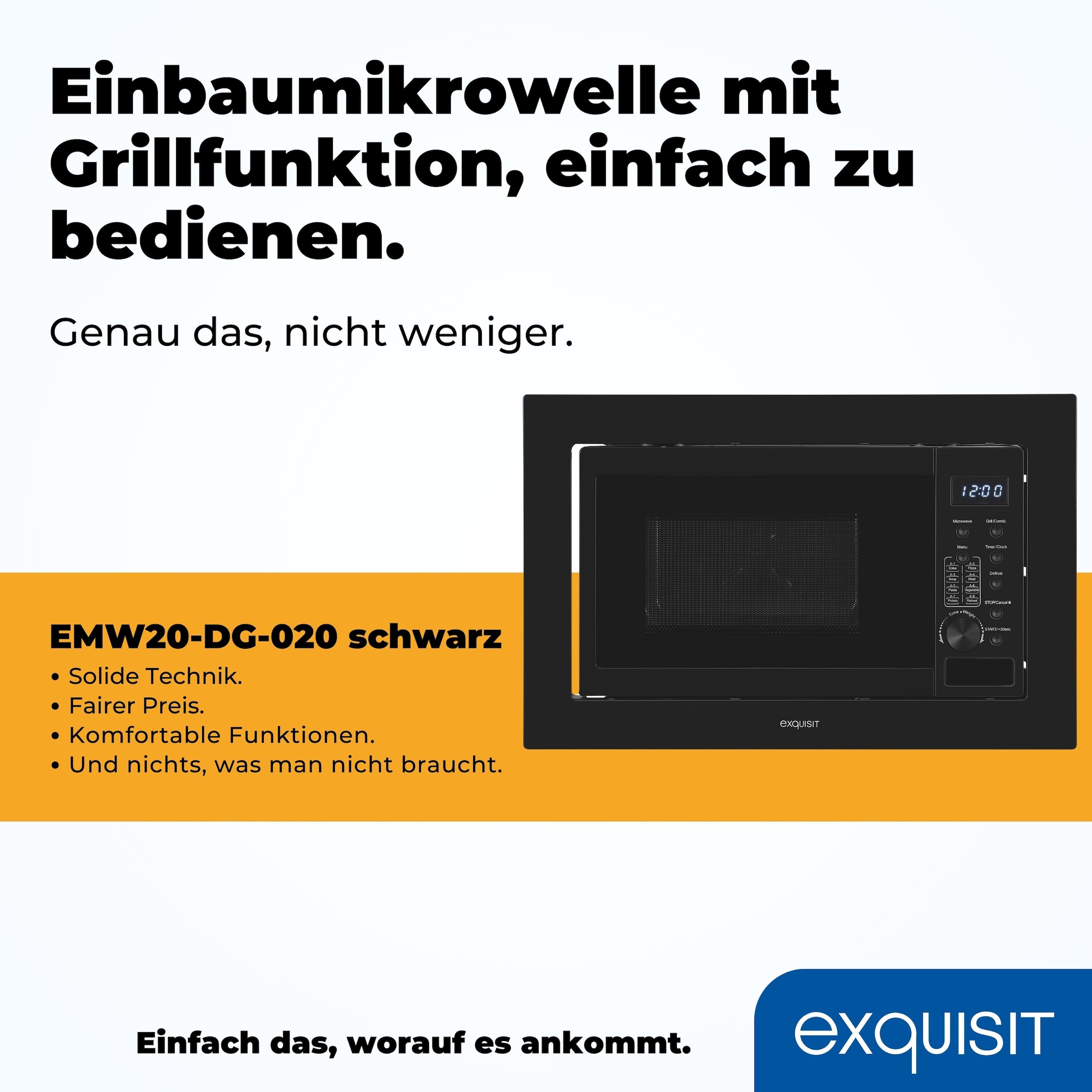 exquisit Einbau-Mikrowelle »EMW20-DG-020«, Grill-Mikrowelle, 1300 W