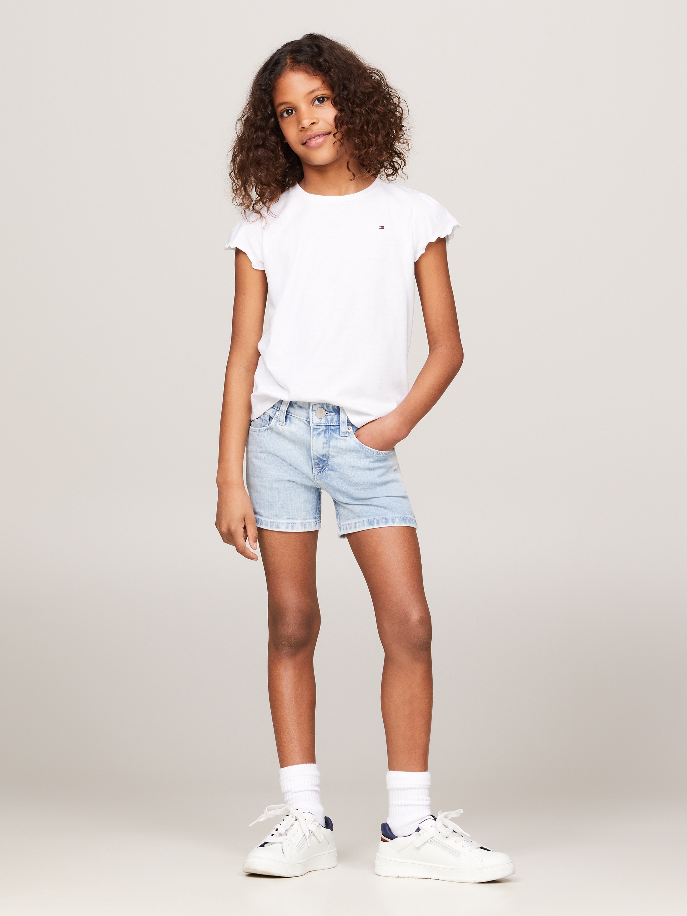 Tommy Hilfiger T-Shirt »ESSENTIAL RUFFLE SLEEVE TOP«, mit gewelltem Ärmelabschluss