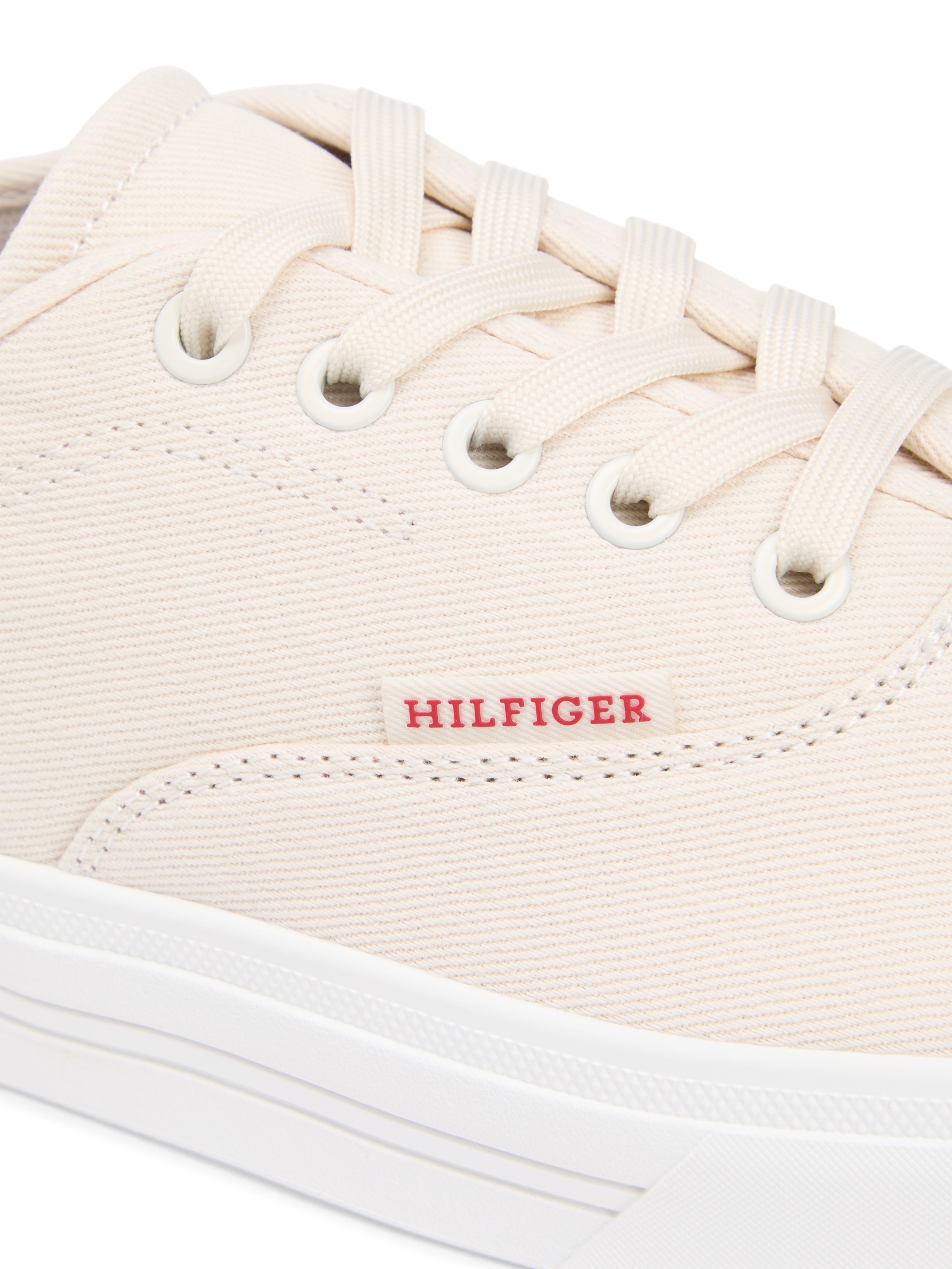 Tommy Hilfiger Sneaker »TH VULC CUP CVS«  Freizeitschuh, Halbschuh, Schnürschuh mit Kontrastbesatz an der Ferse