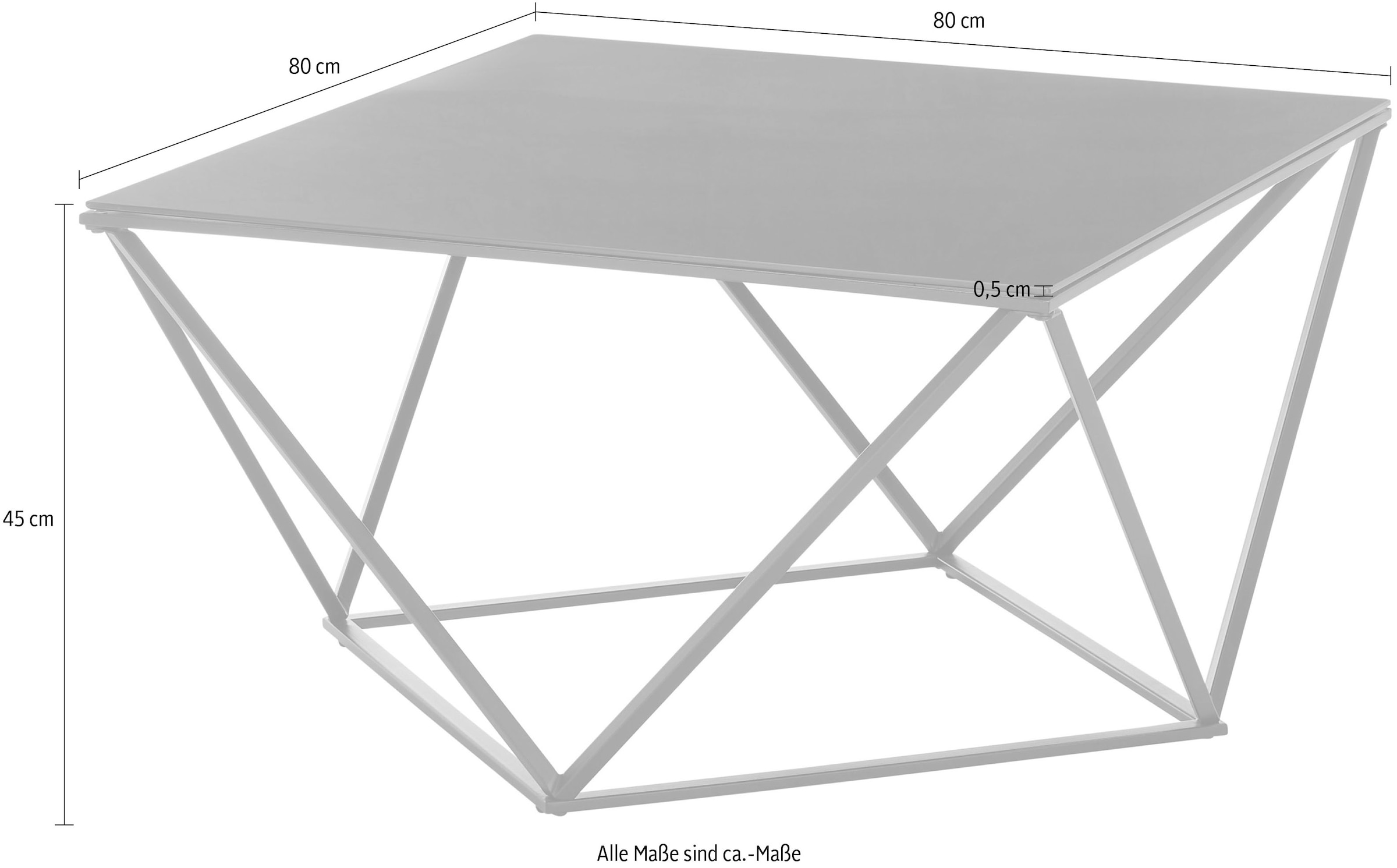 Stolkom Couchtisch »Senta Glastisch quadratisch schwarz, moderner Tisch BxHxT 80x45x80 cm«, Quadratisch, Glas in schwarz getönt, Formschönes Gestell schwarz