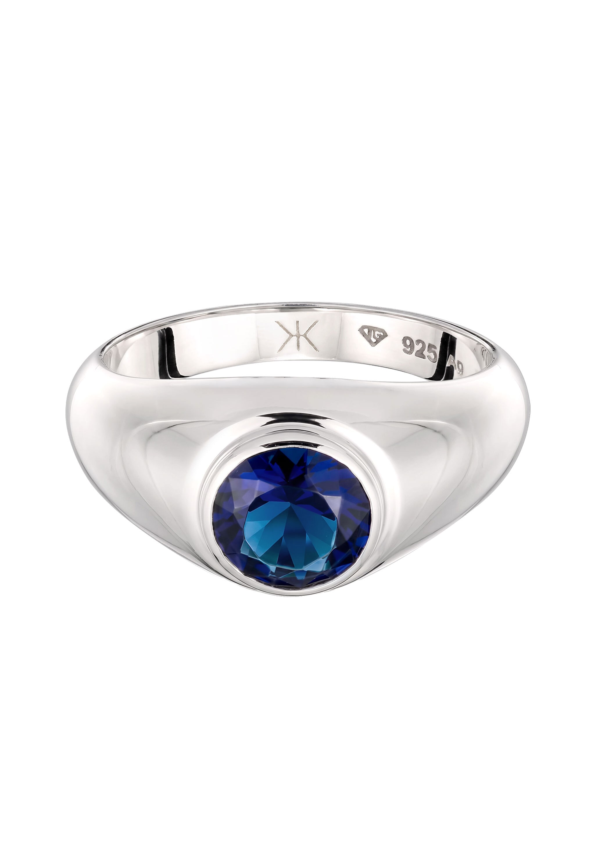 Kuzzoi »Ring Siegelring Synthetischer Saphir Blau 925 Sterling Silber«