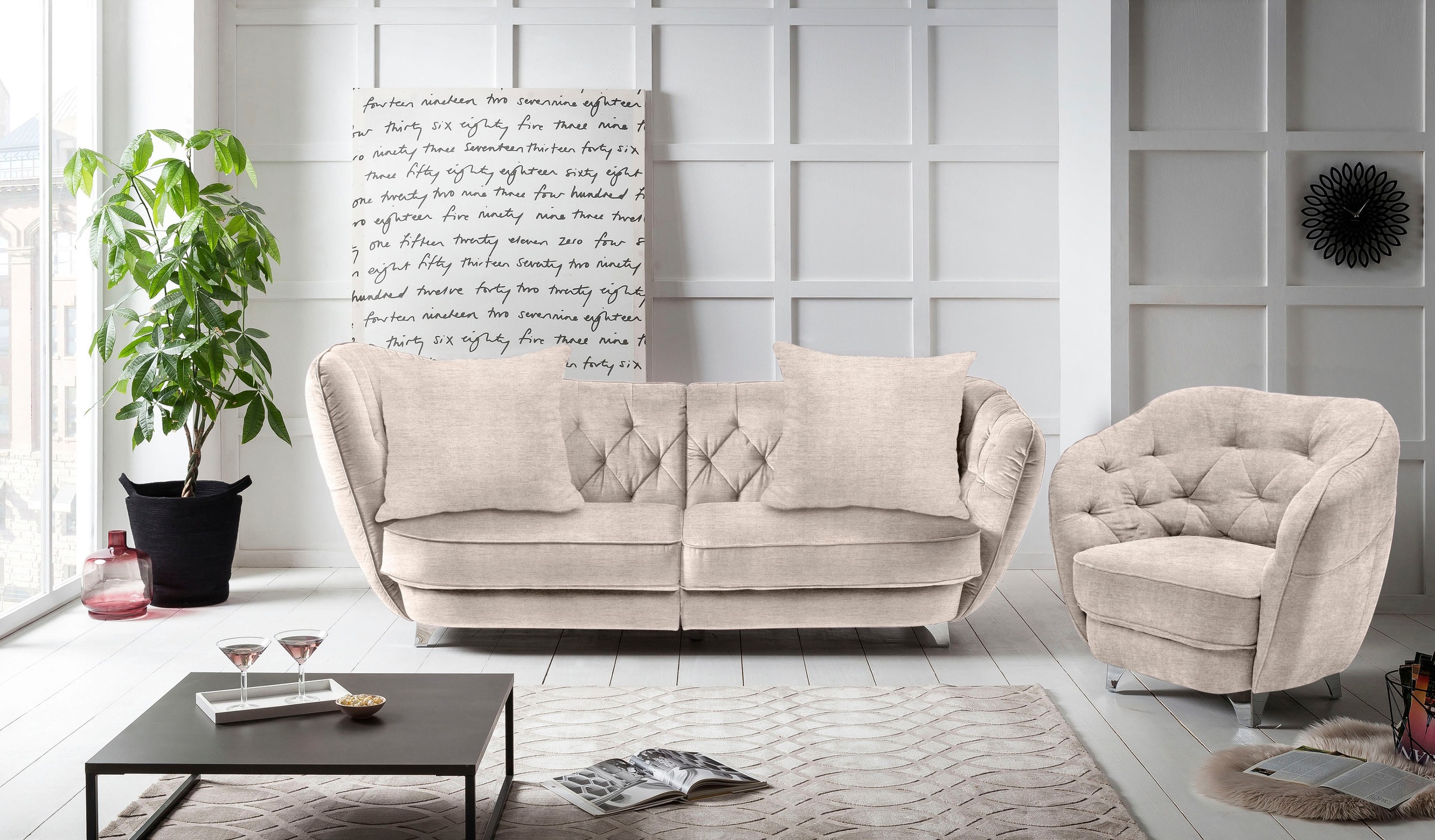 Leonique Big-Sofa »Retro«, stylischer Hochlehner