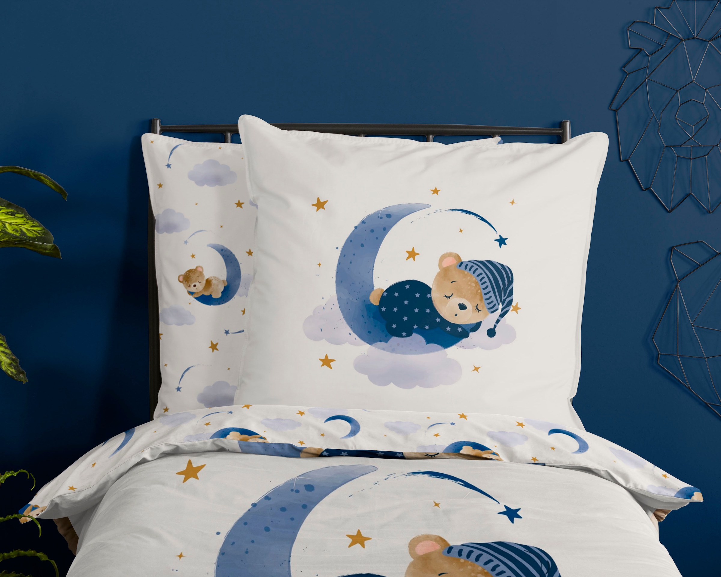 good morning Kinderbettwäsche »Sleeping Bear«, 100% Baumwolle, 135x200, Reißverschluss, Wendeoptik, Kind, Bär, Natur